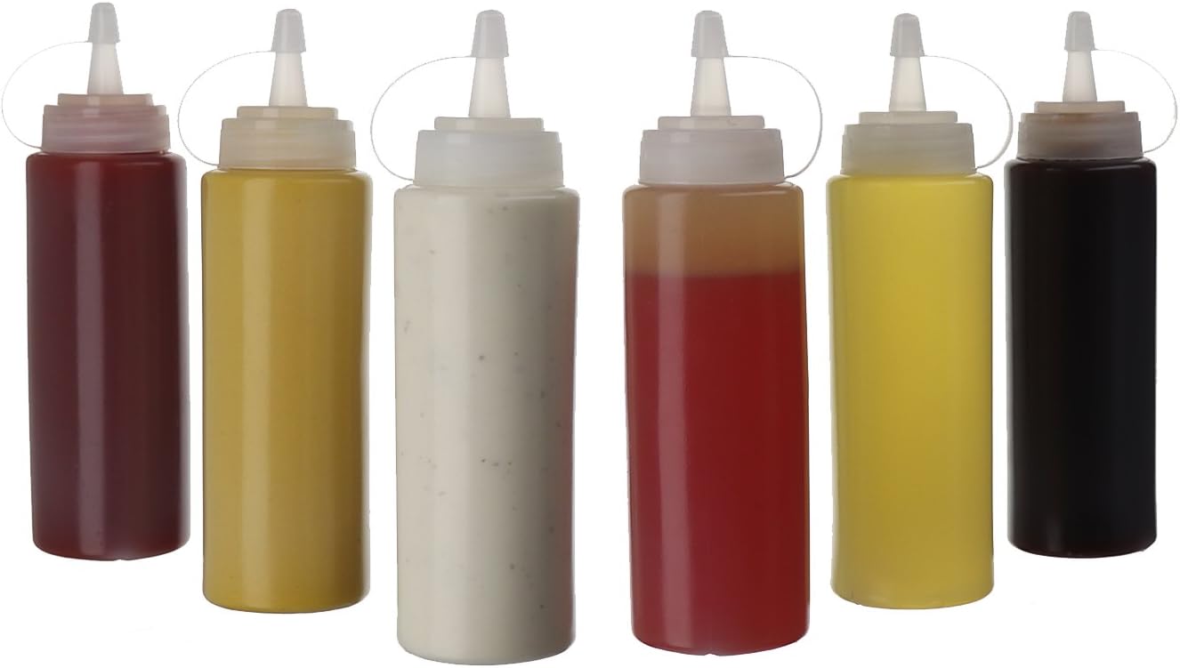 Oaklyn Squirt Bottles, BPA-Free Condiment Squeeze Bottles, 16oz, 6 Pack | For Sauces, Dressings, Oils, BBQ & Crafts – Durable, Leak-Proof, Easy to Fill & Clean