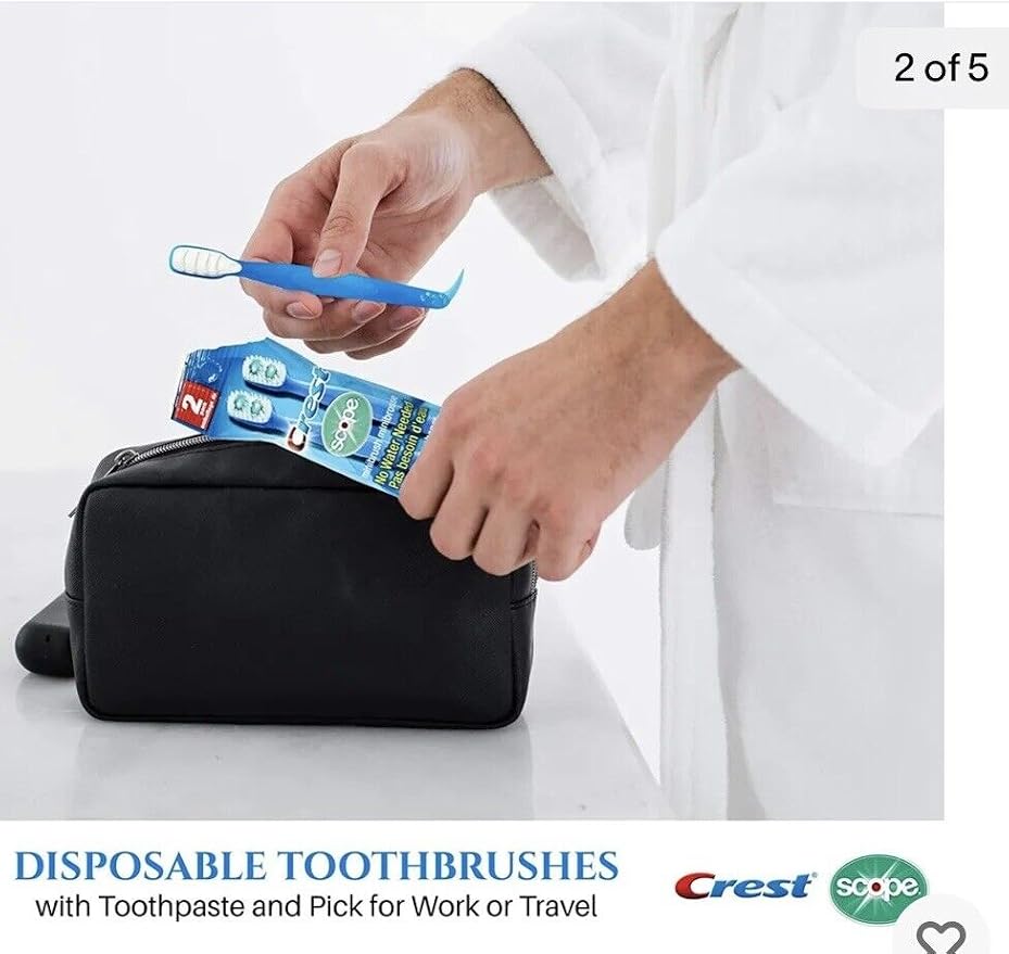 Crest Scope | Mini Brushes-Disposable Toothbrushes with Toothpaste and Pick for Work or Travel (12count, 6 Pack (12 Brushes))