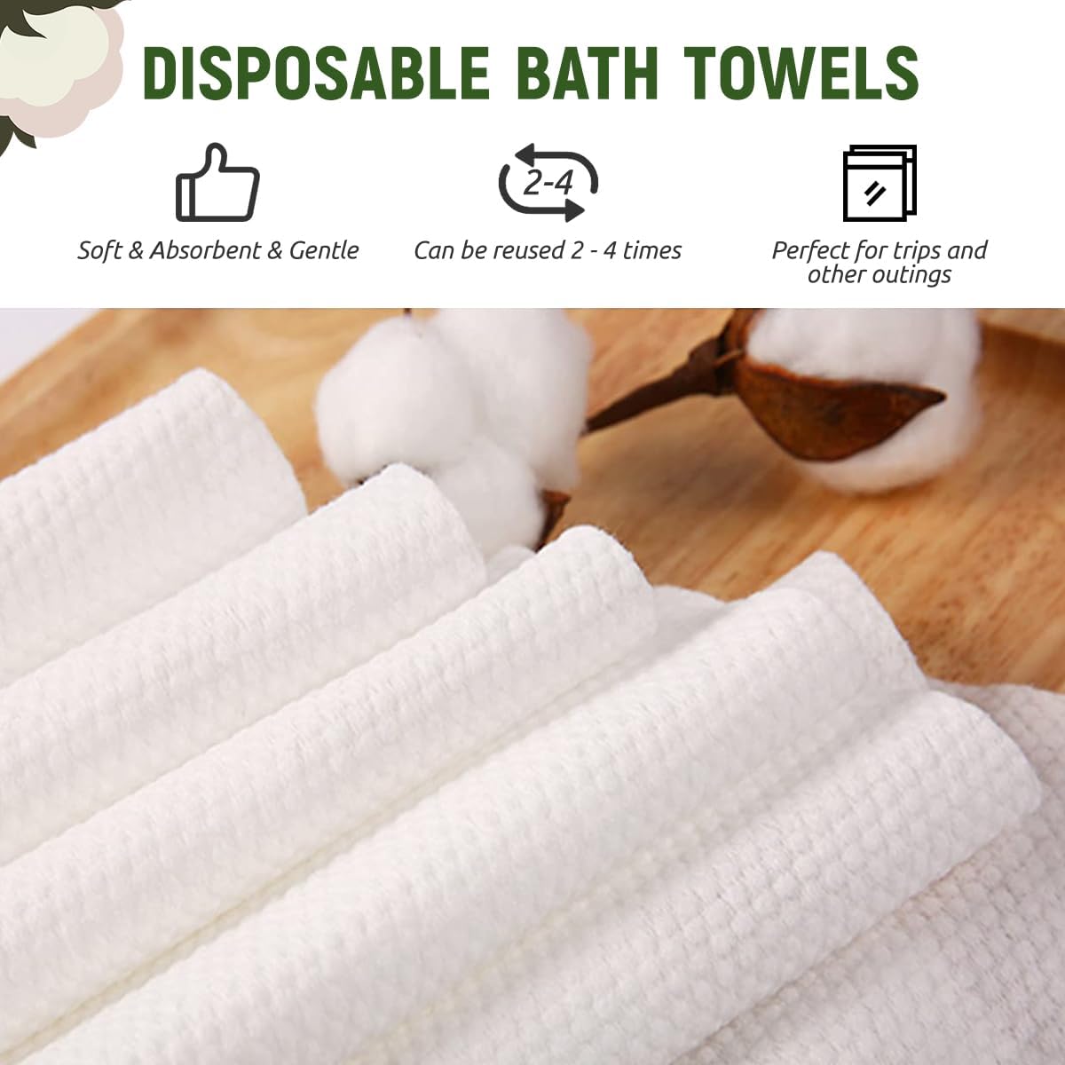 50pc Disposable Large Luxury Bath Hair Drying Towels 16"x 31.5" | Super Absorbent Towels, Salon & Spa Yoga Camping Trips for Hair, Face, Body