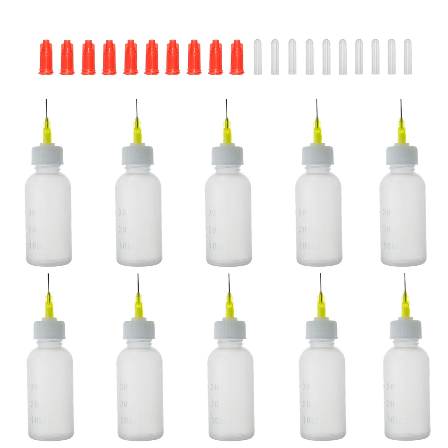 SHAOTONG 10Pcs Squeeze Bottle With 20G Dispensing Needles And Cap (30ml dispensing bottle)