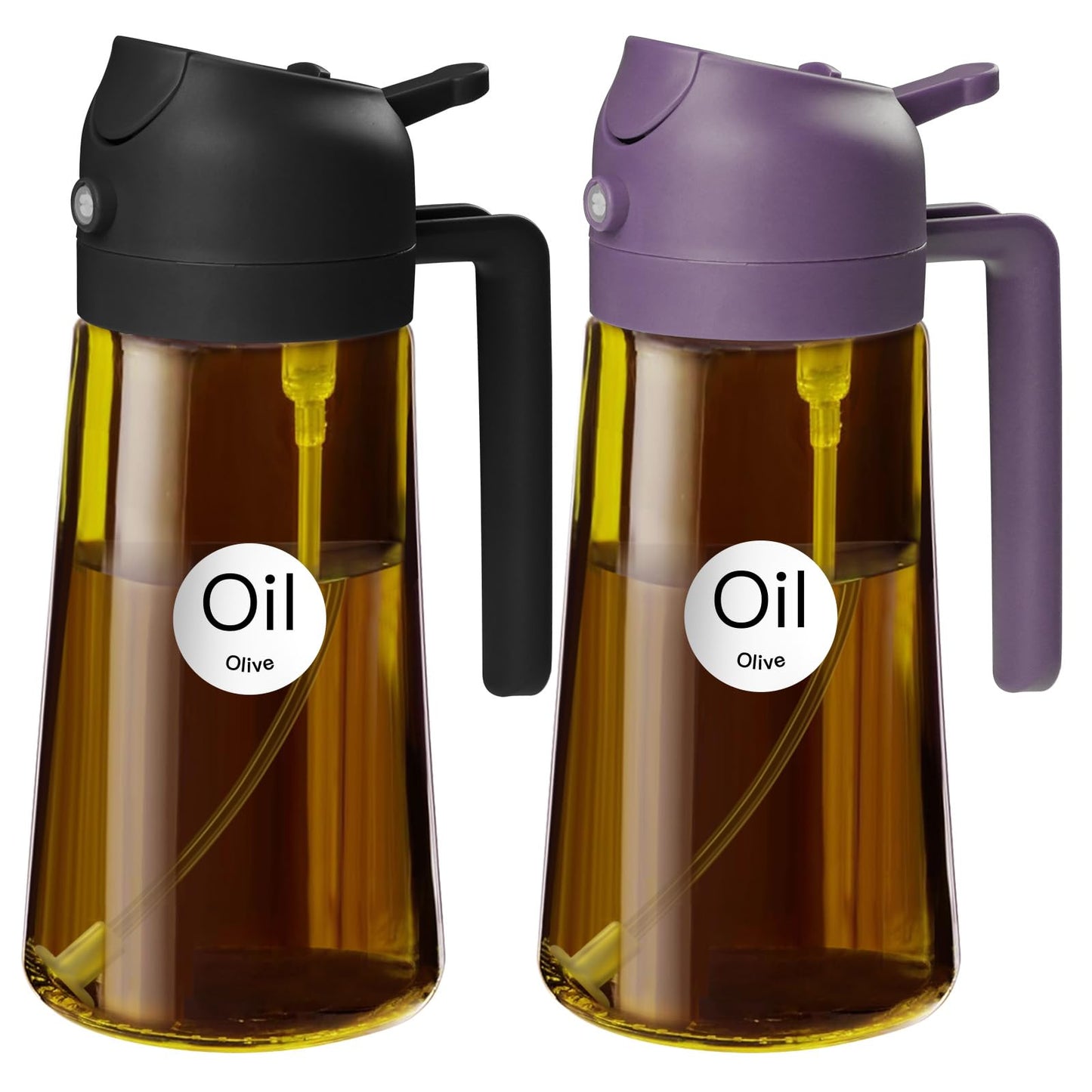 YARRAMATE 16oz/470ml Light Blocking Oil Sprayer for Cooking (Black) | Food-Grade 2 in 1 Olive Oil Dispenser Bottle for Kitchen, Premium Dark Amber Glass Oil Bottle for Air Fryer, BBQ