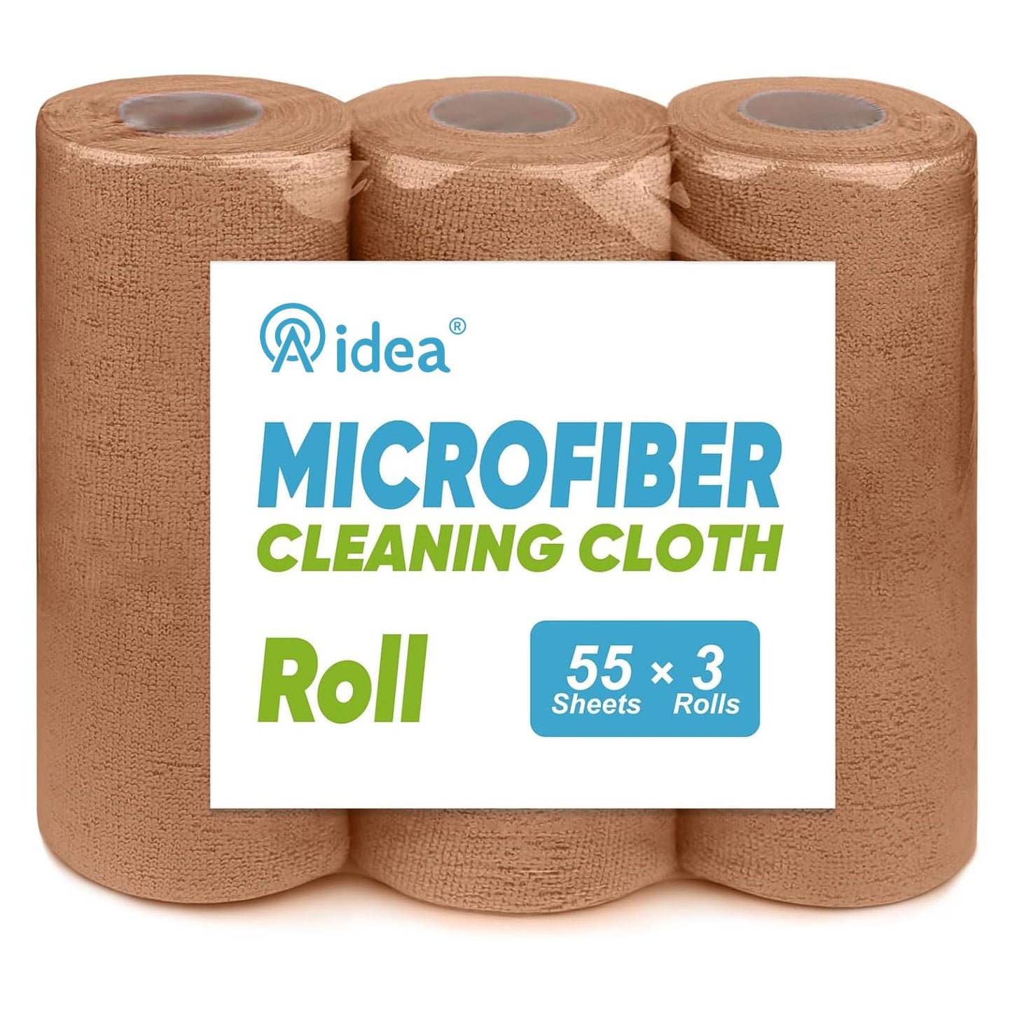 AIDEA Microfiber Cleaning Cloth Roll, Blue Shop Towels 55 Sheets 11×9" | Reusable Paper Towels, Microfiber Towels for Cars, Microfiber Rags for Automotive,Workshop, House, Kitchen, Cleaning Supplies