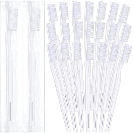 Chengu 200 Pcs Toothbrush Bulk Disposable, Individually Wrapped,White | Disposable Toothbrush for Hotels Donations Guests Adults, Individually Wrapped Tooth Brushes with Soft Bristle, Single Use