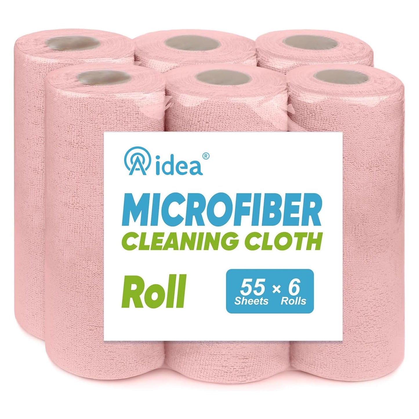 AIDEA Microfiber Cleaning Cloth Roll, Blue Shop Towels 55 Sheets 11×9" | Reusable Paper Towels, Microfiber Towels for Cars, Microfiber Rags for Automotive,Workshop, House, Kitchen, Cleaning Supplies