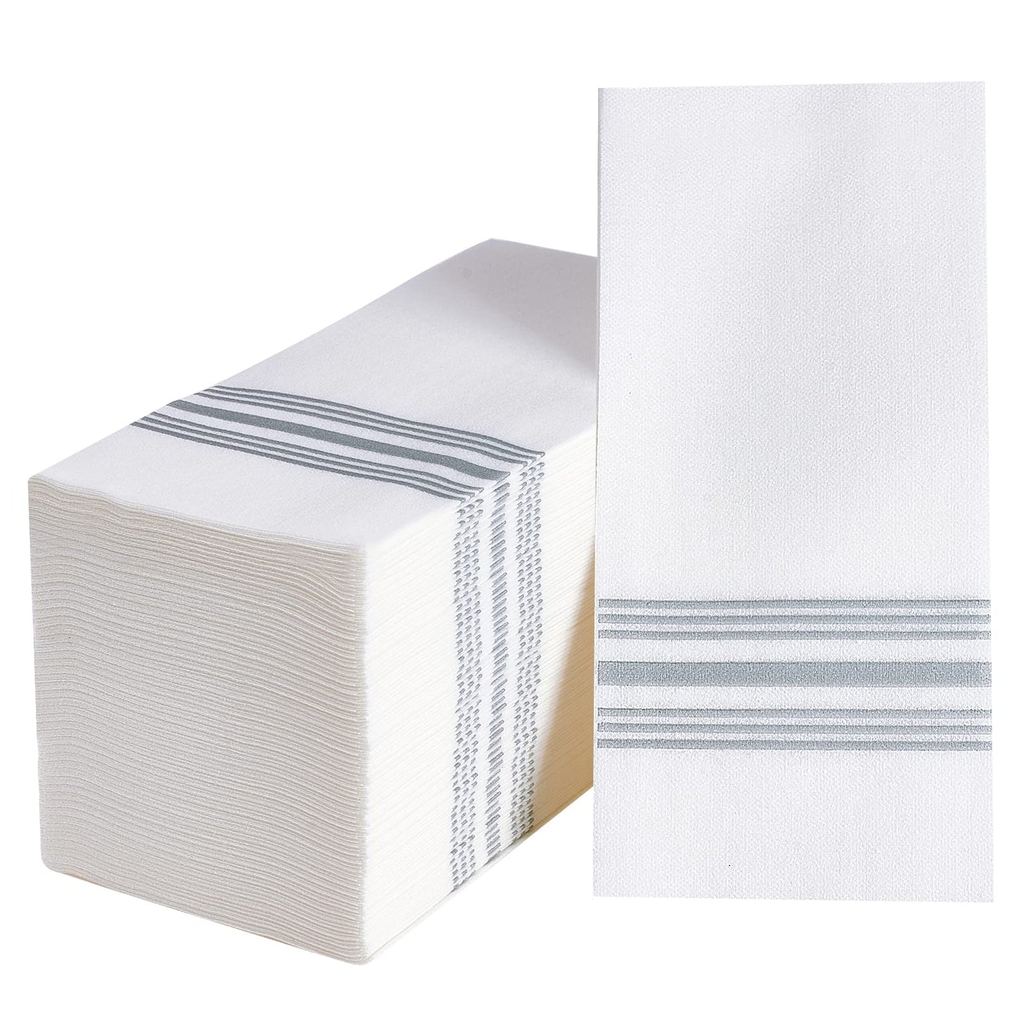 Vplus 150 PACK Guest Towels Disposable Bathroom Napkins, Silver | Soft, and Absorbent, Disposable Paper Hand Towel, Ideal for Dinners, Kitchen, Parties, Weddings, Christmas Party
