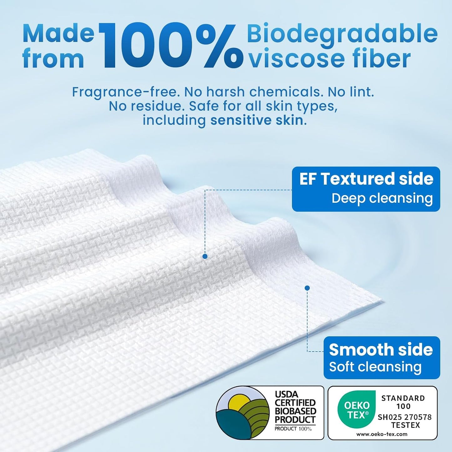 Borje Face Towels XXL, Disposable Face Towel 10" x 12", 100 Count (2 Packs of 50), 100% USDA Biobased Facial Towelettes, Ultra Soft & Hygienic Makeup Remover Dry Wipes for Women Cleansing