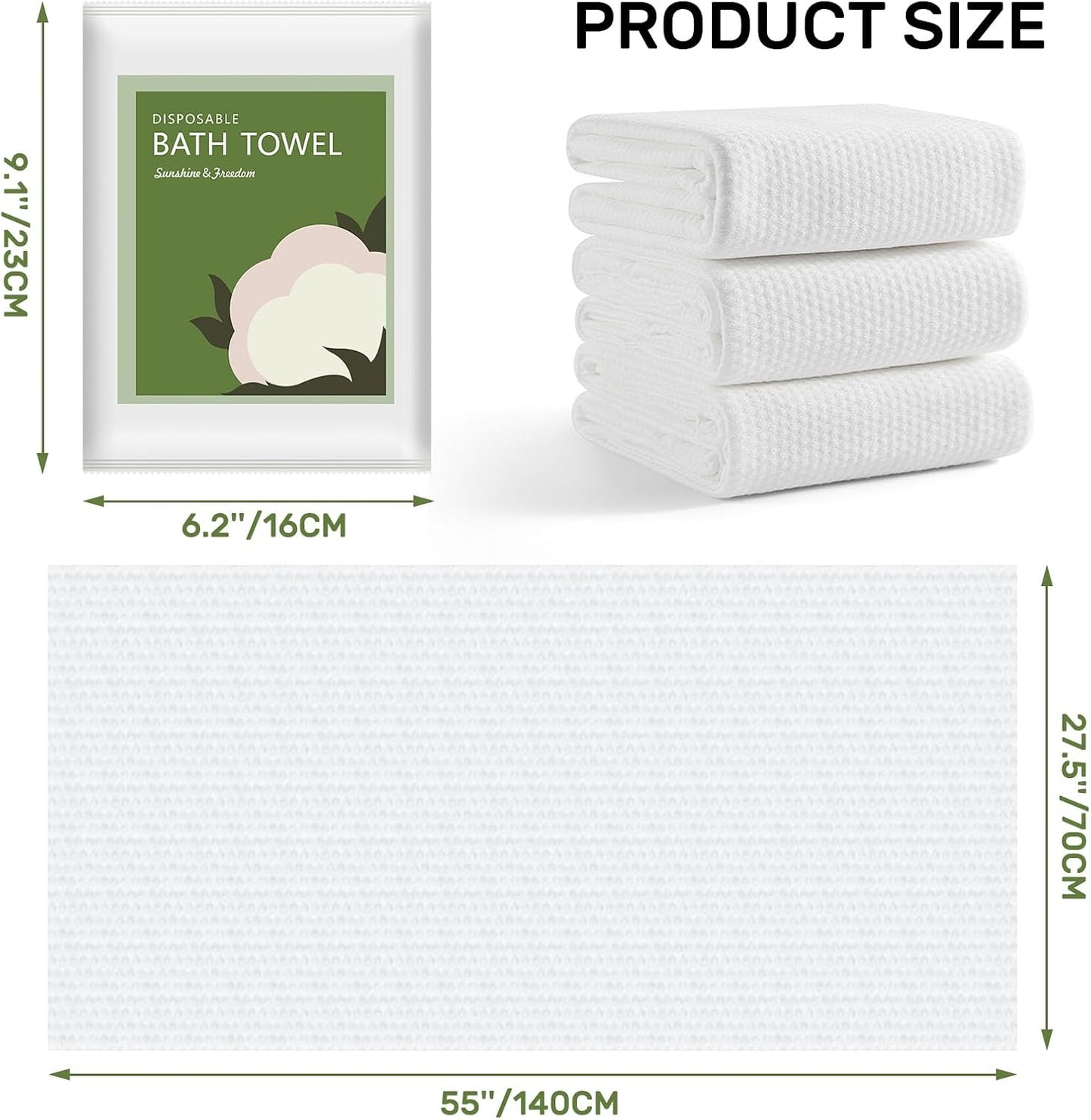 25pack 55" x 27.5" Ultra-Soft and Quick Dry Disposable Bath Towels | Portable Salon Towels for Travel Sauna Spa Beach Gym