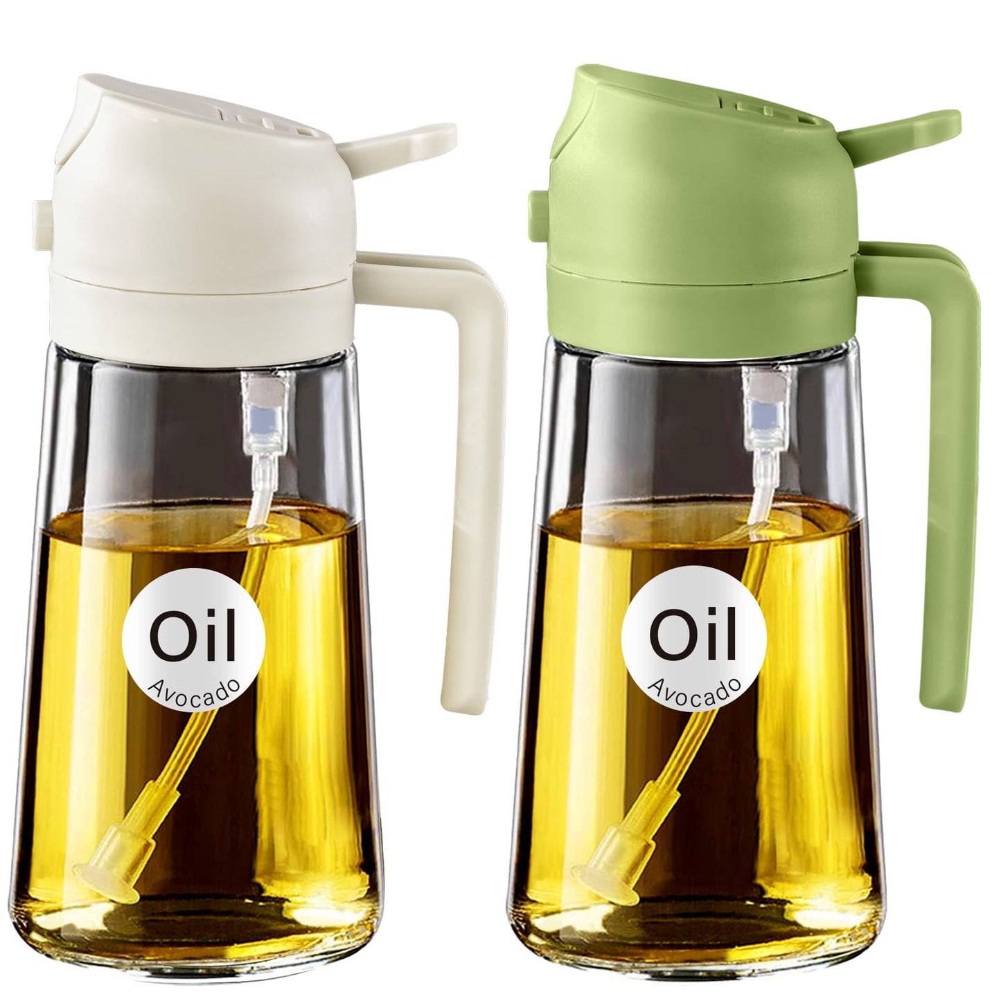 YARRAMATE 16 oz 2-in-1 Glass Olive Oil Sprayer for Cooking, Black | Food-grade dispenser bottle, 470 ml, spray and pour, portion control, stickers included, for salad, frying and BBQ