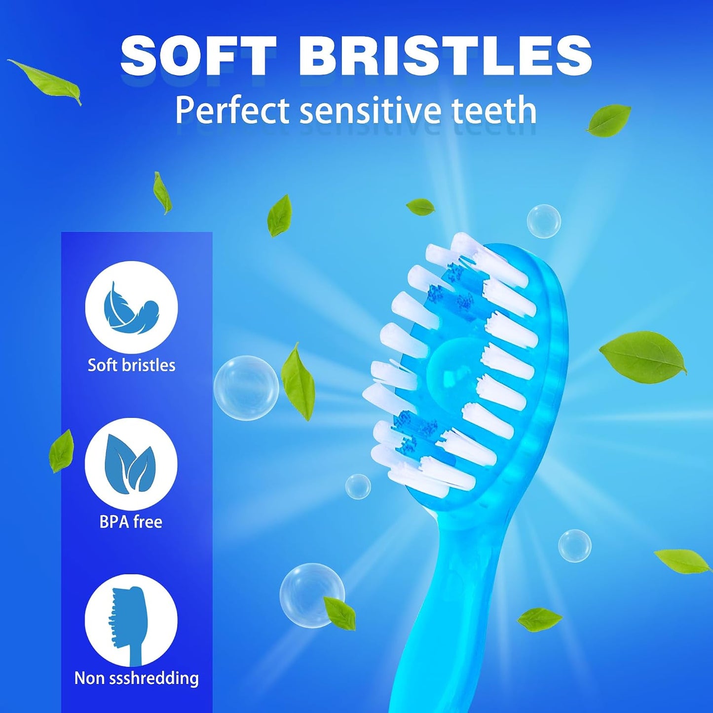 5 in 1 Mini Brushes-Disposable Toothbrushes with Toothpaste + Floss + Pick + Tongue Scraper | Travel Size | Individually Wrapped | Soft | Mint | Travel Set (Mint, 52pcs(2Pack))