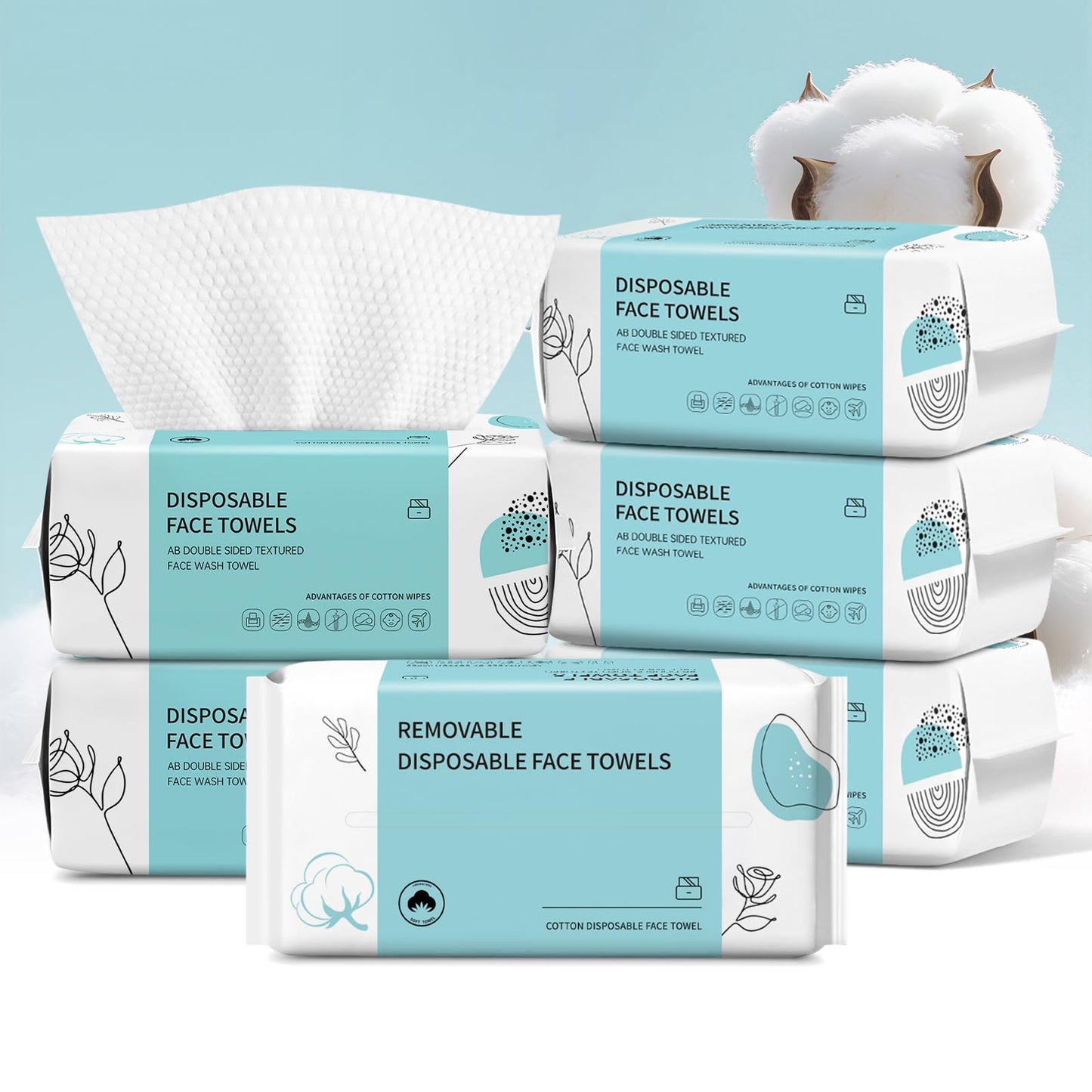 Face Towels, Disposable Face Towel 100 Count, Makeup Remover Dry Wipes, Soft Cotton Dry Wipes Facial Cloths Towelettes for Washing and Drying, Facial Tissue for Cleansing, Skincare