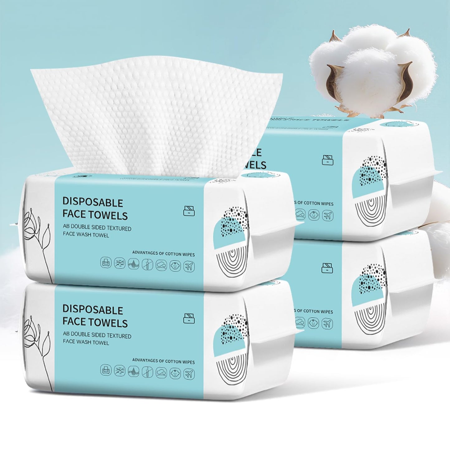 Face Towels, Disposable Face Towel 100 Count, Makeup Remover Dry Wipes, Soft Cotton Dry Wipes Facial Cloths Towelettes for Washing and Drying, Facial Tissue for Cleansing, Skincare