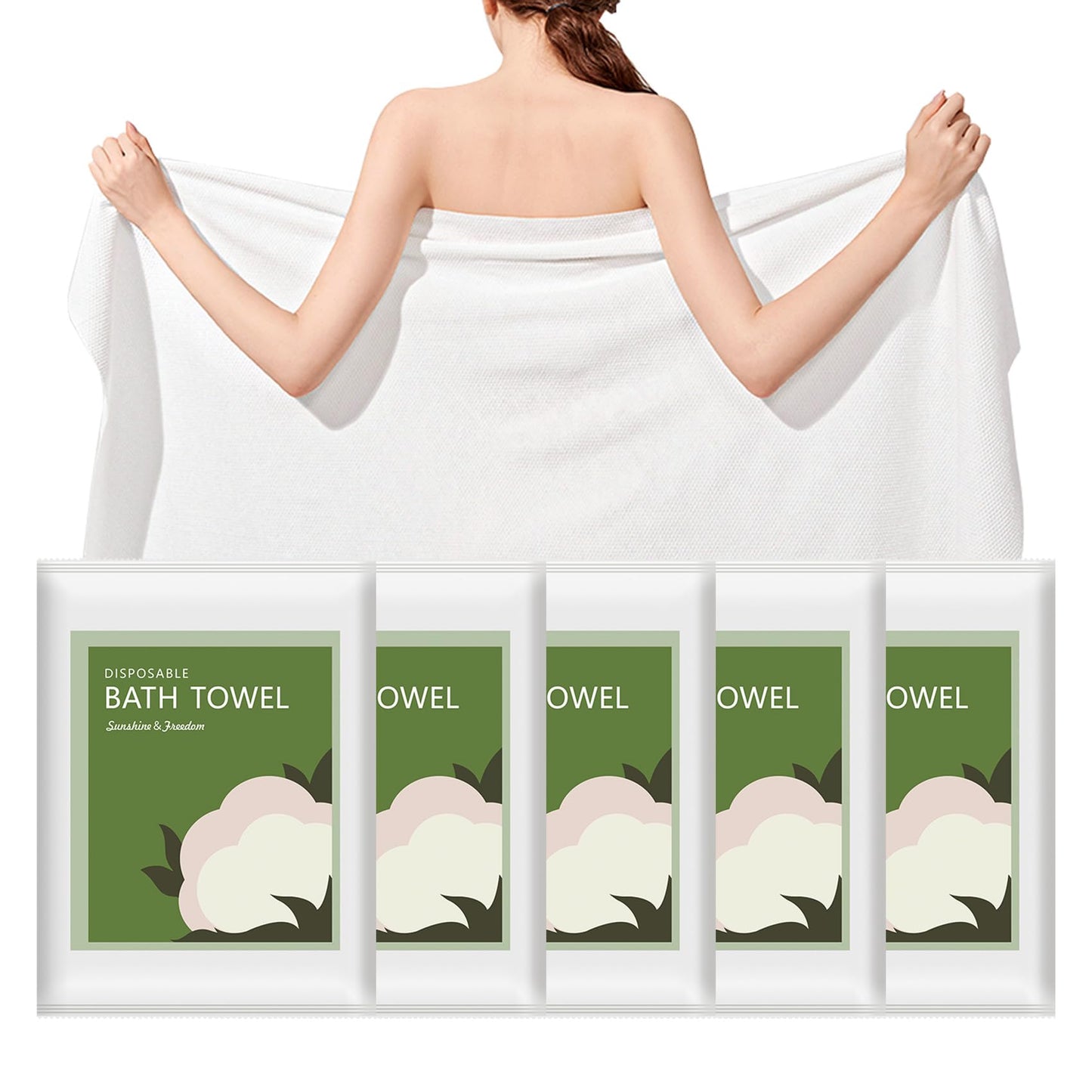 Disposable Bath Towels, 25 Pcs 55" x 27.5" Ultra Soft, Quick Dry Disposable Body Towels, Portable Travel Towel for Hotel Camping Beach Swimming Gym Sauna Spa, Personal Care Pet Towels
