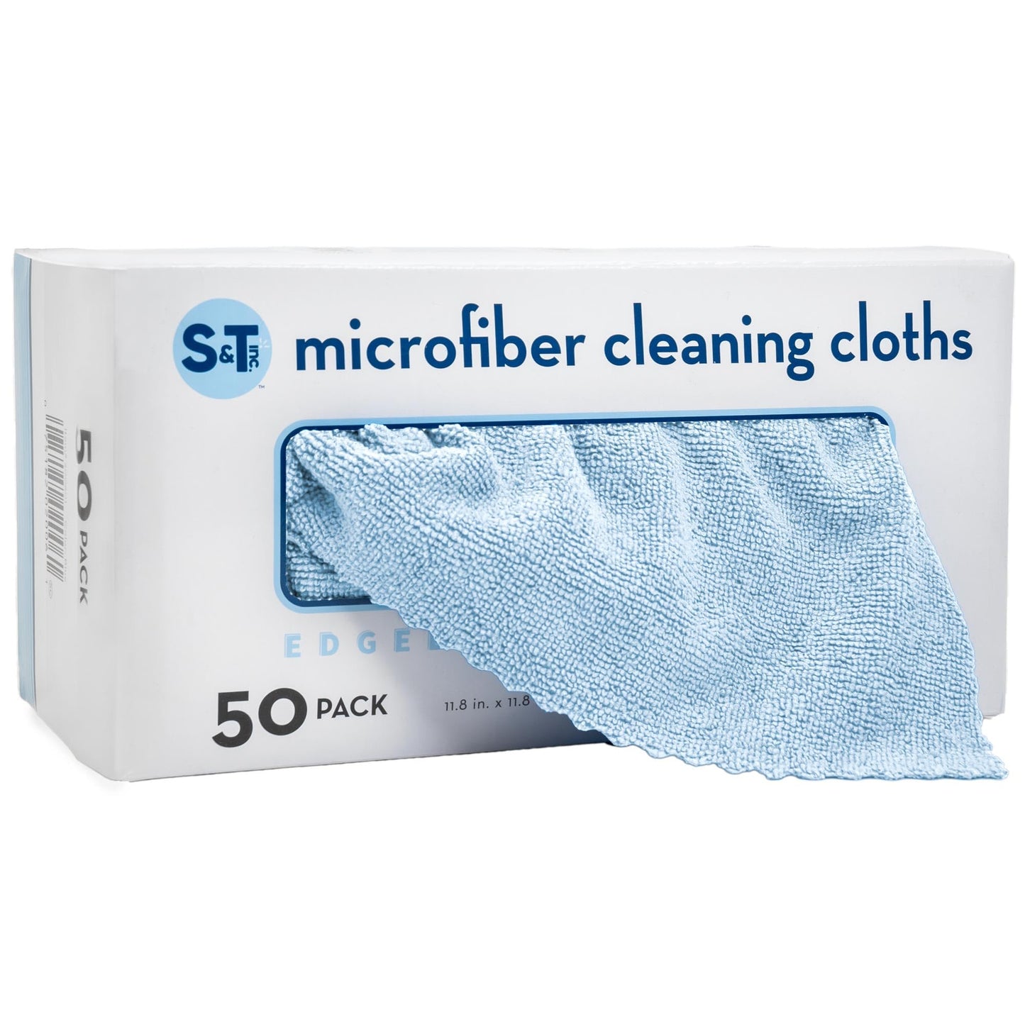 S&T INC. Microfiber Cleaning Cloth, 50 Pack, 11.8" x 11.8", White | Storage Box Included, Edgeless Cleaning Cloth for Home and Car, Reusable and Multi-Purpose Cleaning Rags, Machine Washable