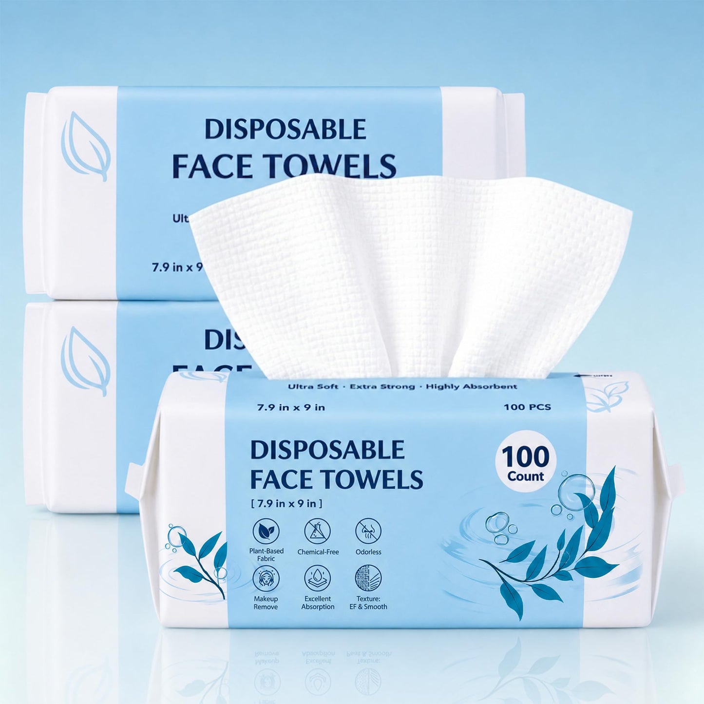 300 Count Disposable Face Towels, Large Size Facial Towels, Weave Texture | Ultra Soft Face Cloths Disposable, Thick Skincare Towels, Biodegradable Dry Wipes for Face Cleansing, Makeup Removal