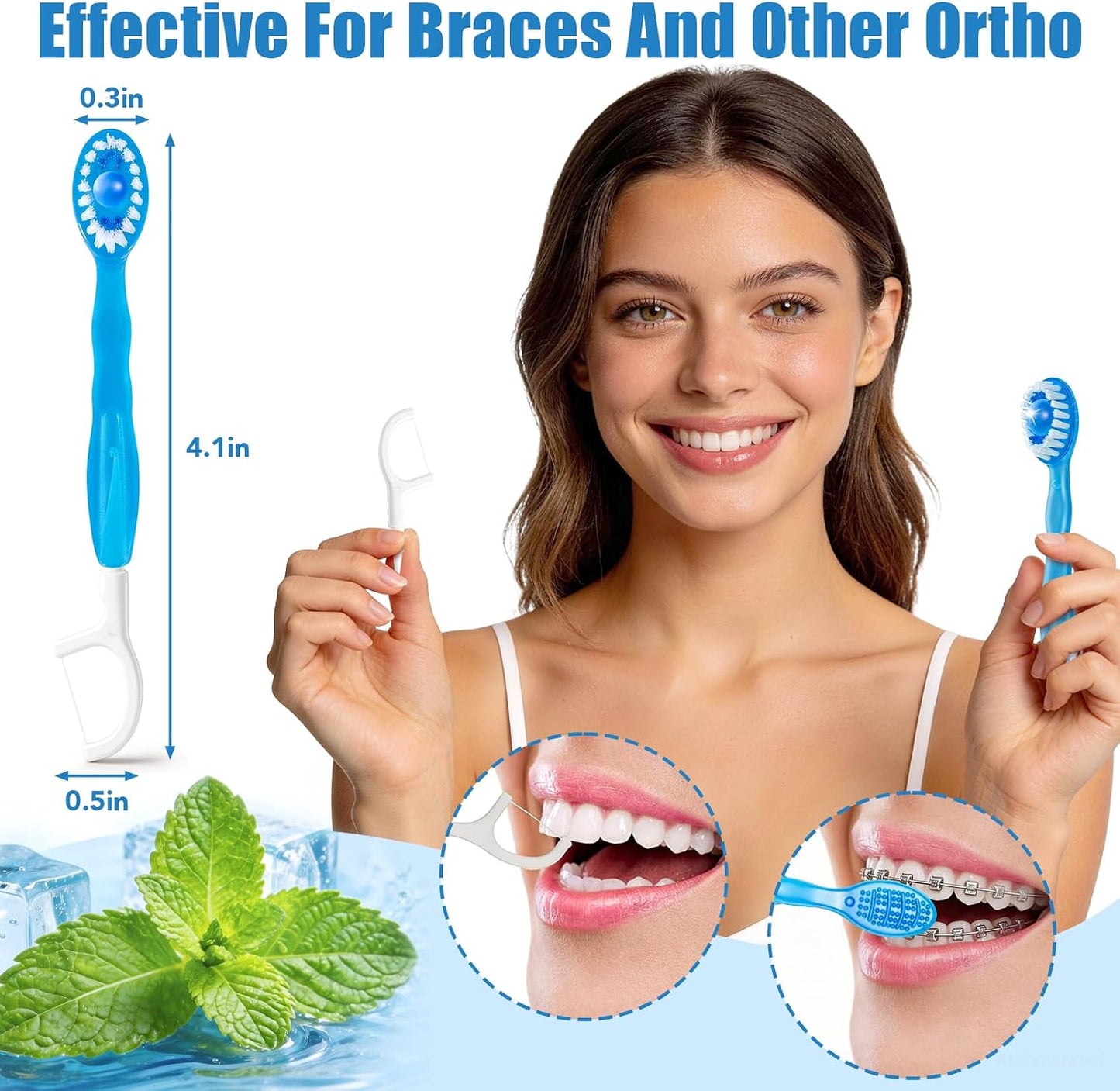 5 in 1 Disposable Travel Toothbrushes, Prepasted Mini On-the-Go Disposable Toothbrushes with Toothpaste Floss Pick Tongue Scraper, Individually Wrapped Travel Toothbrush Set(30PCS,Mint)