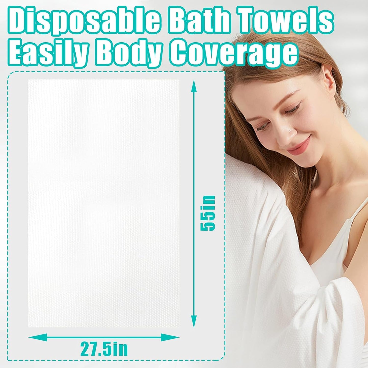 30 Pack Disposable Bath Towels 55''X27.5'', Ultra Soft Travel Towels | Individually Wrapped Large Absorbent Towels for Hotel, Business Trip, Camping, Swimming, Spa, Sauna and Pet Care