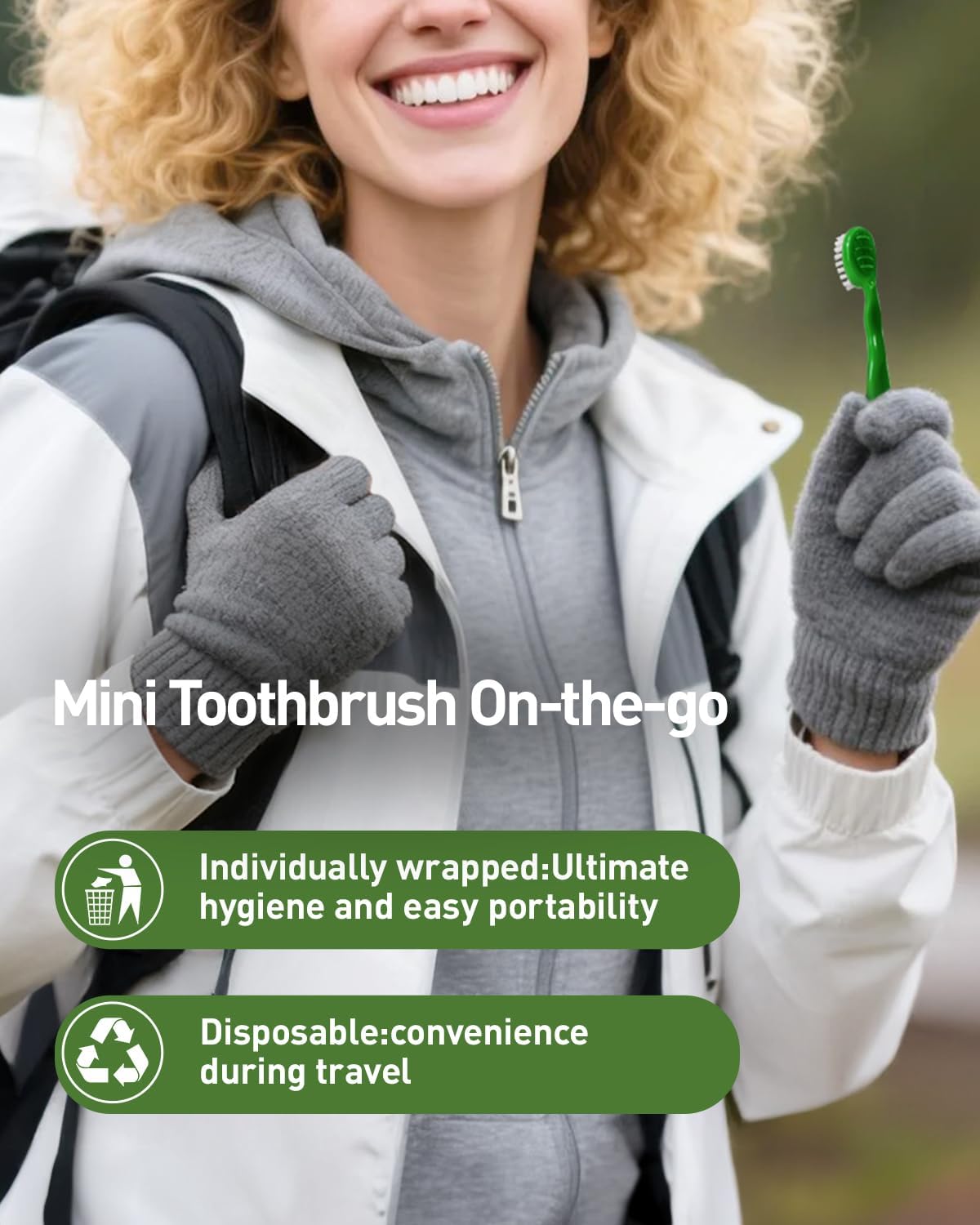 60Ct Disposable Mini Travel Toothbrush Bulk with Toothpaste | 5in1 Portable Toothbrushes Set Floss Pick Tongue Scraper Cruise and Travel Essentials