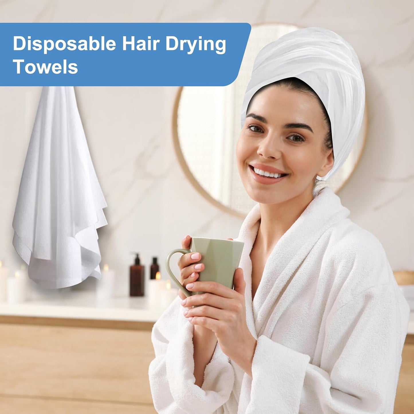 Disposable Towels 50 Count, 32"x16" Ultra Absorbent & Soft Disposable Body Towels, Single-Use Cleaning Towels, Suitable for Home, Salon, Travel, Comping, Gym, Pet, Bulk Towel