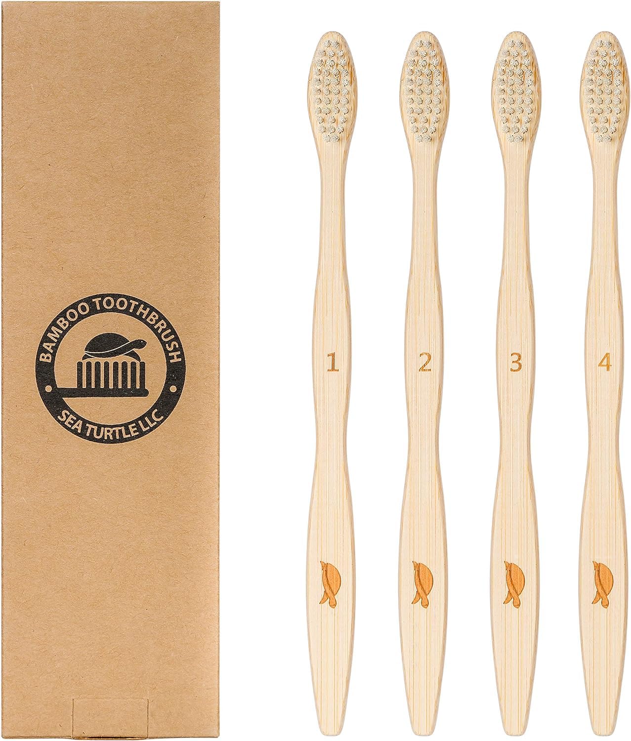 Sea Turtle Plant-Based Bristles, Soft Bamboo Toothbrushes, Individually Sealed for Kids (10 Pack)