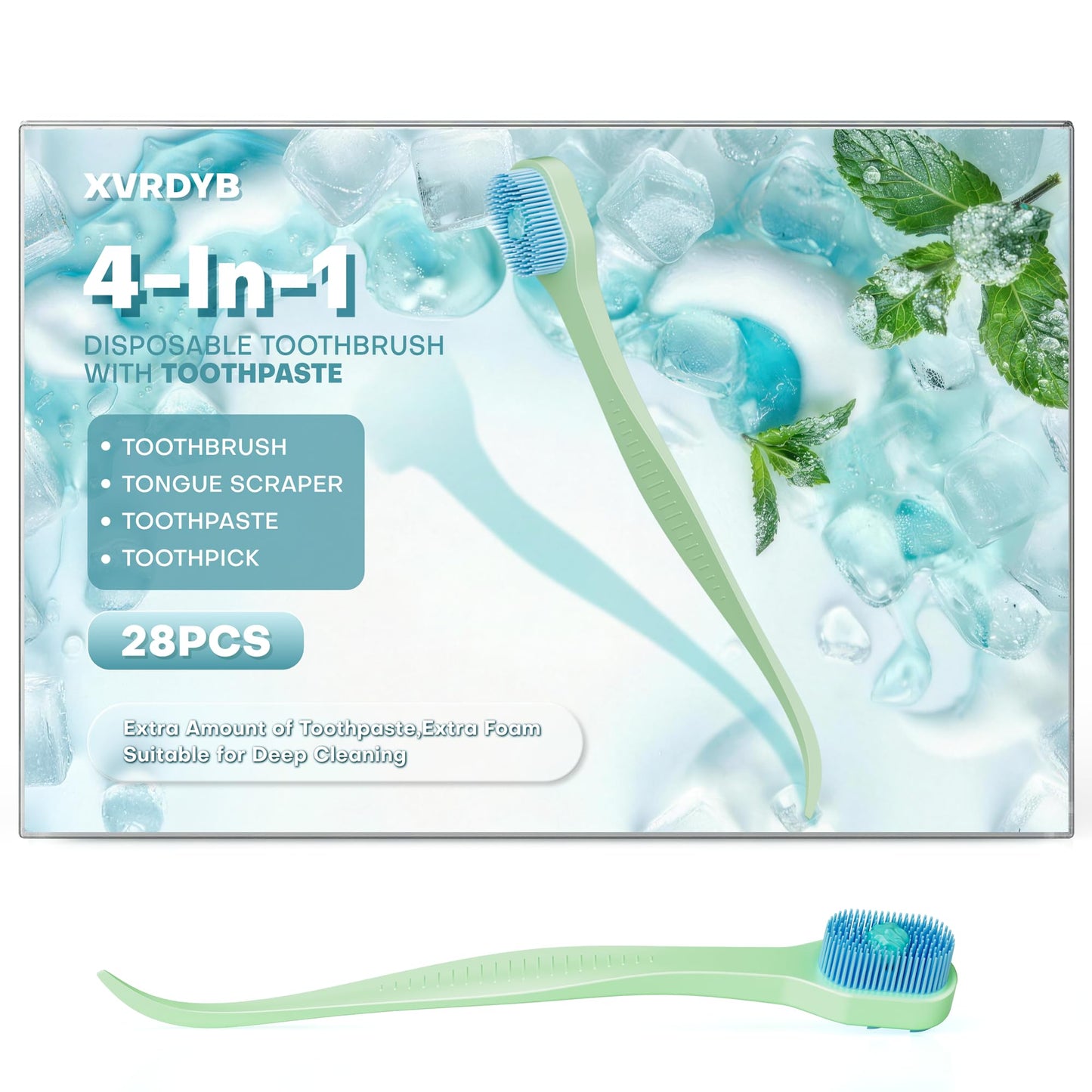 Disposable Toothbrush with Pre-pasted Toothpaste | Travel Size Toiletries | On-The-Go Mini Soft Toothbrush for Meetings, Flights & Camping Essentials | Rich Foam, Mint Flavor (72 Count - 6 Packs of 12)