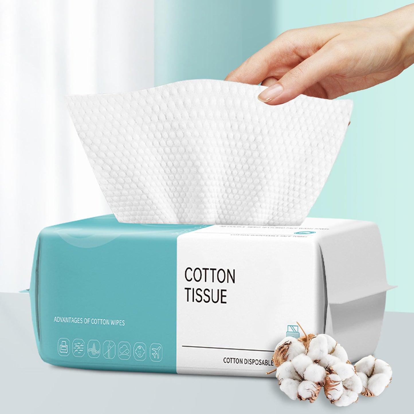 100 Count Disposable Face Towels, Thickened Disposable Washcloths, 1 Pack | Ultra Thick & Lint-Free Facial Tissue, Wet & Dry Use, Ideal for All Skin, Daily Skincare & Makeup Removal