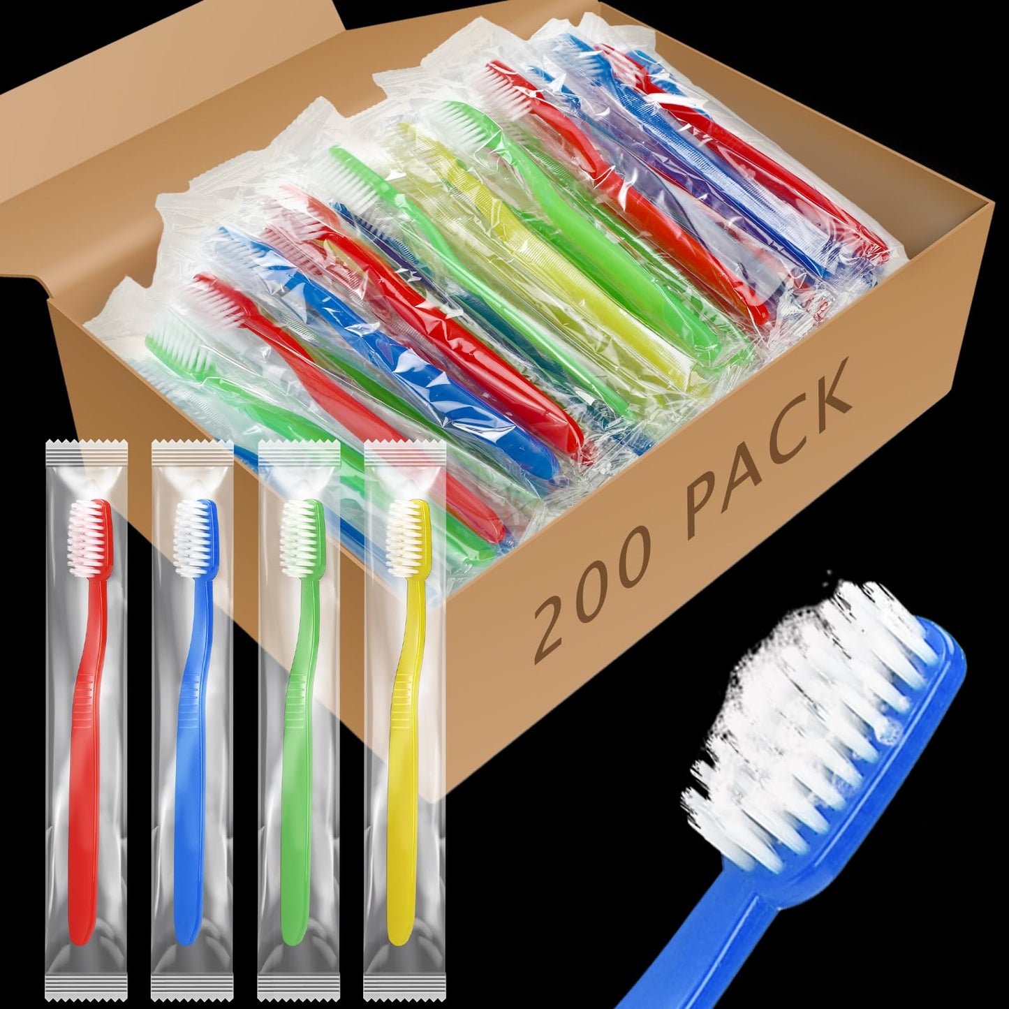 Tioncy 500 Pack Prepasted Disposable Toothbrushes Individual Wrapped Toothbrushes Soft Bristle Travel Toothbrush Single Use Wrapped for Hotel, Camp, Travel and Gift for The Homeless