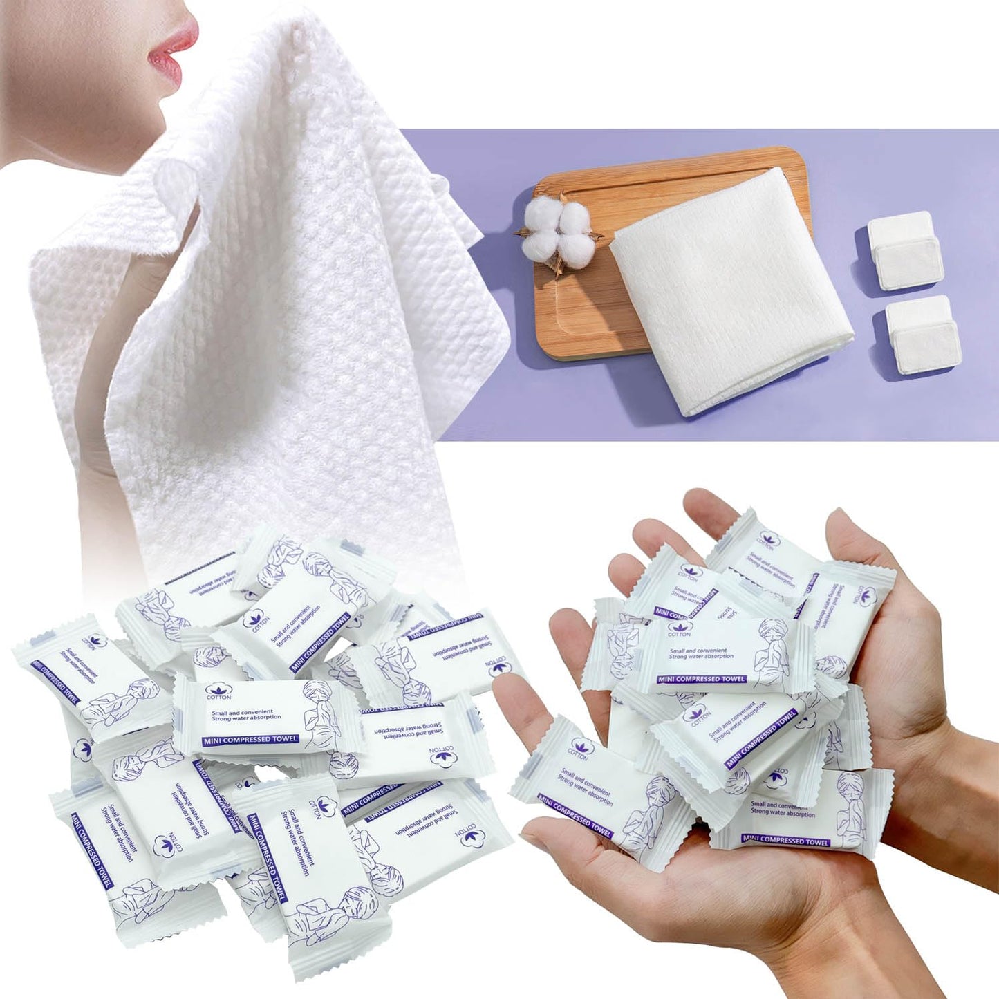 27 Pack Disposable Compressed Towels Set for Travel Portable Washcloths | 3 sizes set, 6 large bath towel + 6 body towel + 15 face towel, thick durable reusable for camping hiking hotel business trip