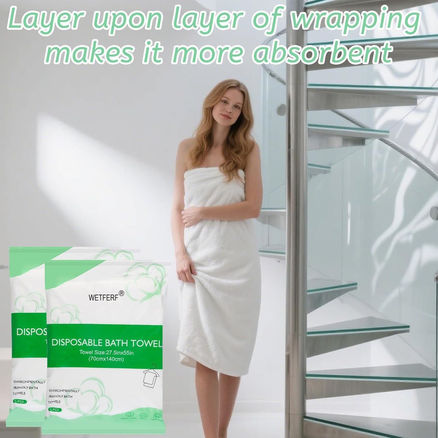 5 Pack Disposable Bath Towels Large 55"x27.5" Thick for Travel