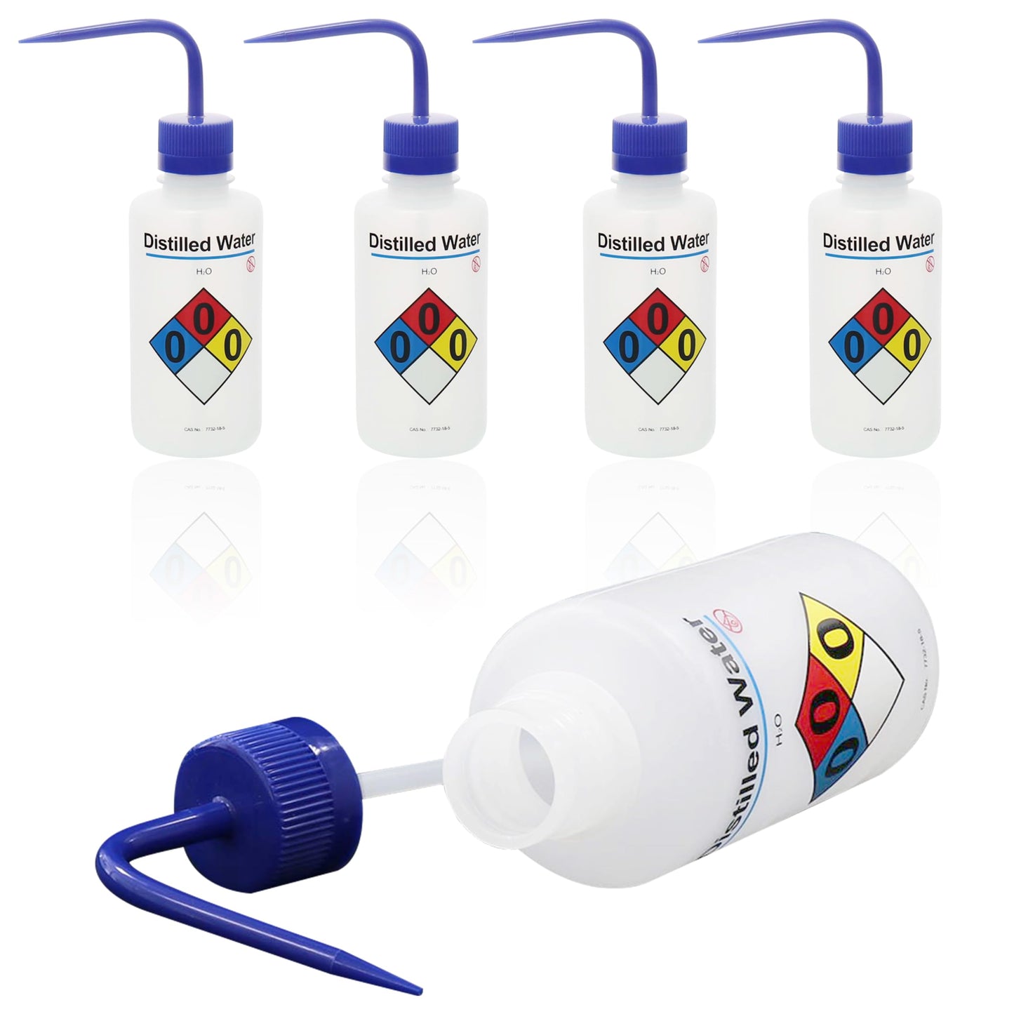 Utile Isopropanol Self-Venting Safety Wash Bottles, 4pcs of Vol.500ml, Narrow Mouth Squeeze Bottle, LDPE Material with PP Material Closure, 5511.0471.4