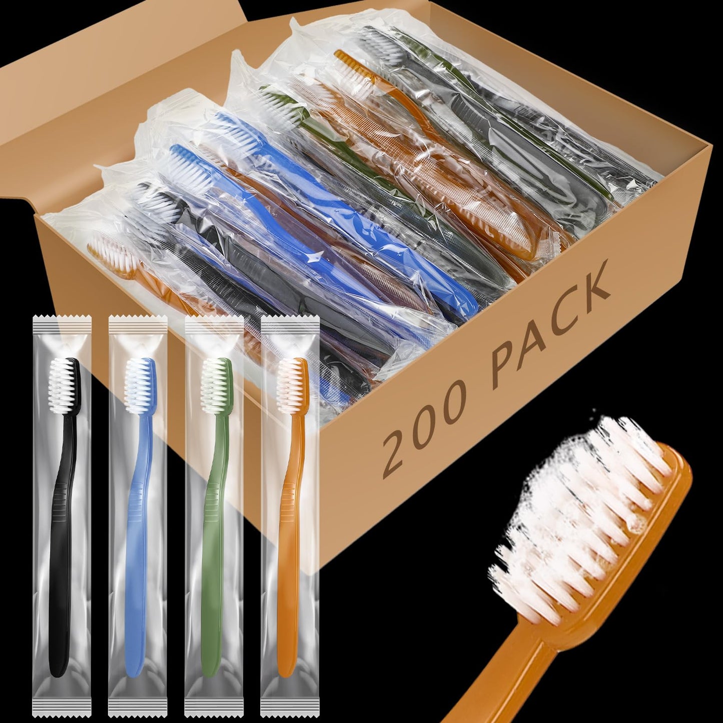 Tioncy 500 Pack Prepasted Disposable Toothbrushes Individual Wrapped Toothbrushes Soft Bristle Travel Toothbrush Single Use Wrapped for Hotel, Camp, Travel and Gift for The Homeless