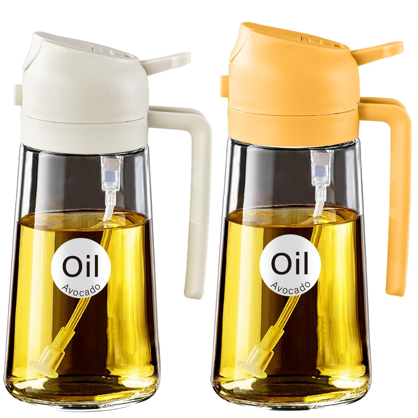 YARRAMATE 16 oz 2-in-1 Glass Olive Oil Sprayer for Cooking, Black | Food-grade dispenser bottle, 470 ml, spray and pour, portion control, stickers included, for salad, frying and BBQ