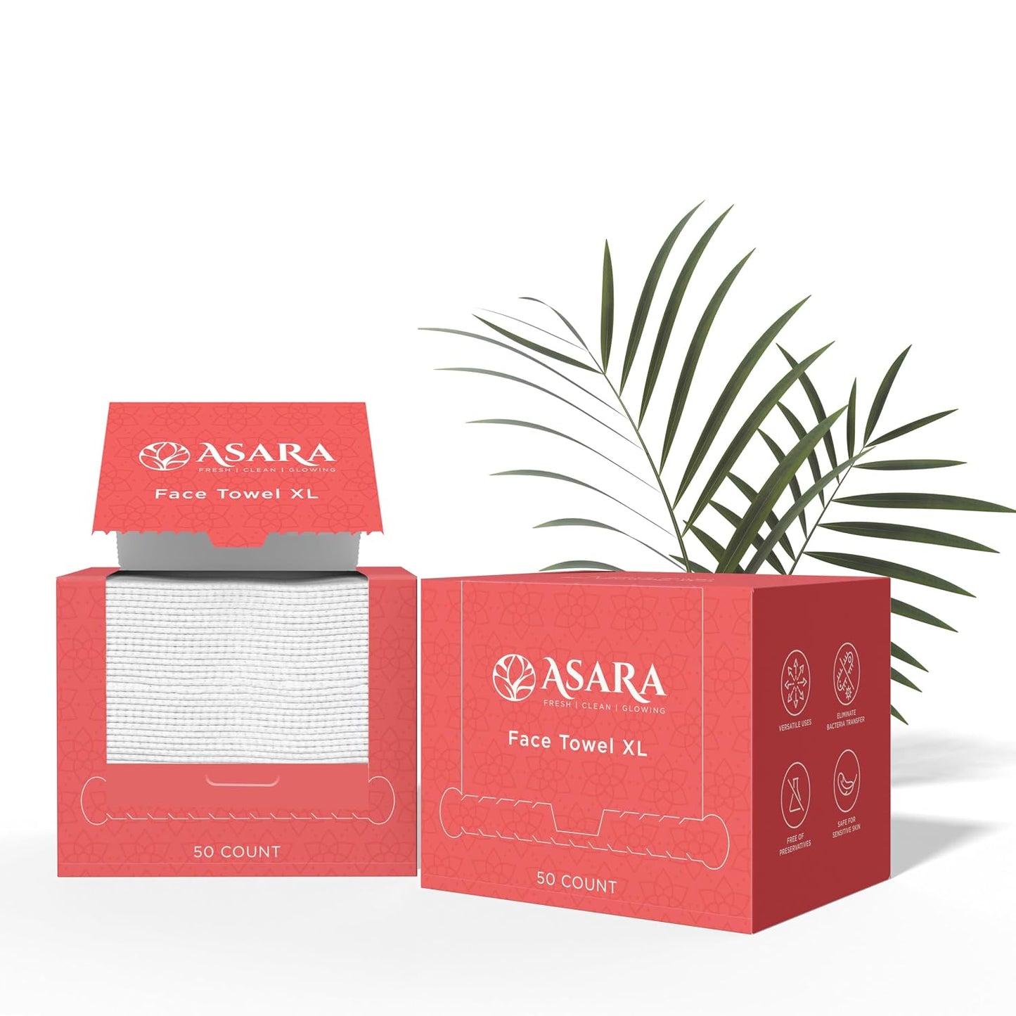 Clean Face Towels Disposable XL Facial Wipes | Add Water As a Makeup Remover | Sensitive Skin Face Towels | Organic Vegan Biodegradable - Clean Daily Towelettes | by Asara (100 Count)