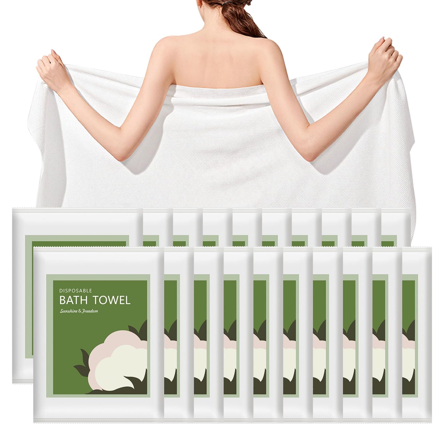 Disposable Bath Towels, 10 Pack 55" x 27.5" Ultra Soft, Quick Dry Disposable Body Towels, Portable Travel Towel for Hotel Camping Beach Swimming Gym Sauna Spa, Personal Care Pet Towels