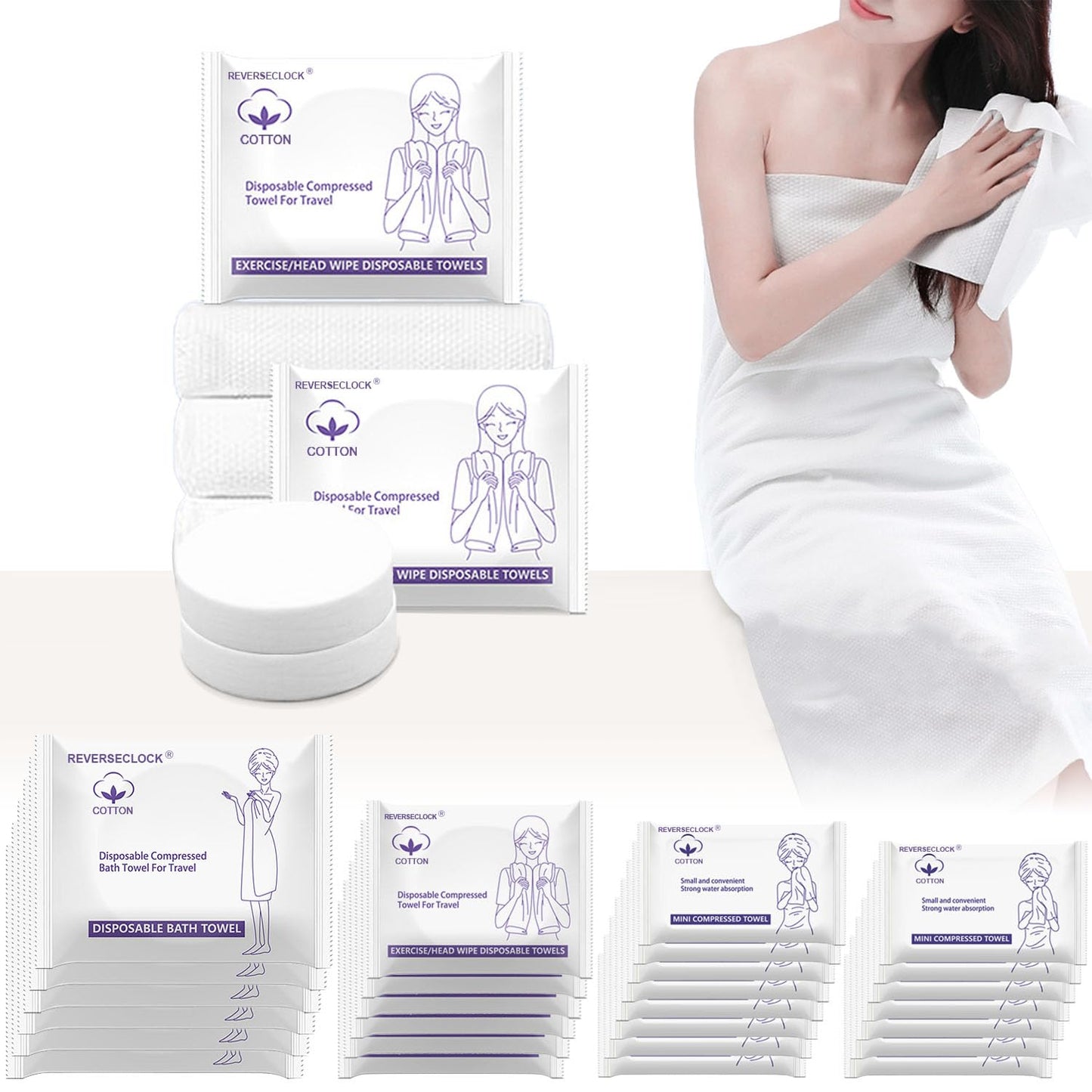30 Pack Disposable Washcloths for Travel Compressed Towels Tablets | Portable Disposable Face Towel, Thick Reusable Travel Wash Cloth for Camping Hiking Outdoor Sports Beauty Salon Trip Hotel