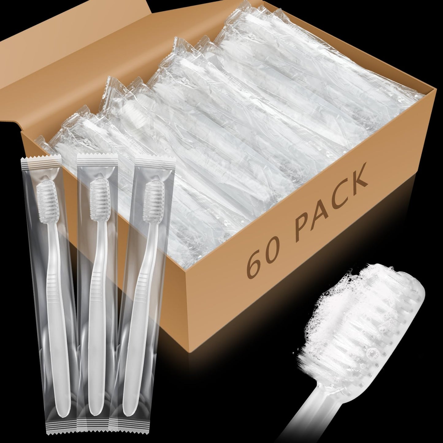Tioncy 500 Pack Prepasted Disposable Toothbrushes Individual Wrapped Toothbrushes Soft Bristle Travel Toothbrush Single Use Wrapped for Hotel, Camp, Travel and Gift for The Homeless