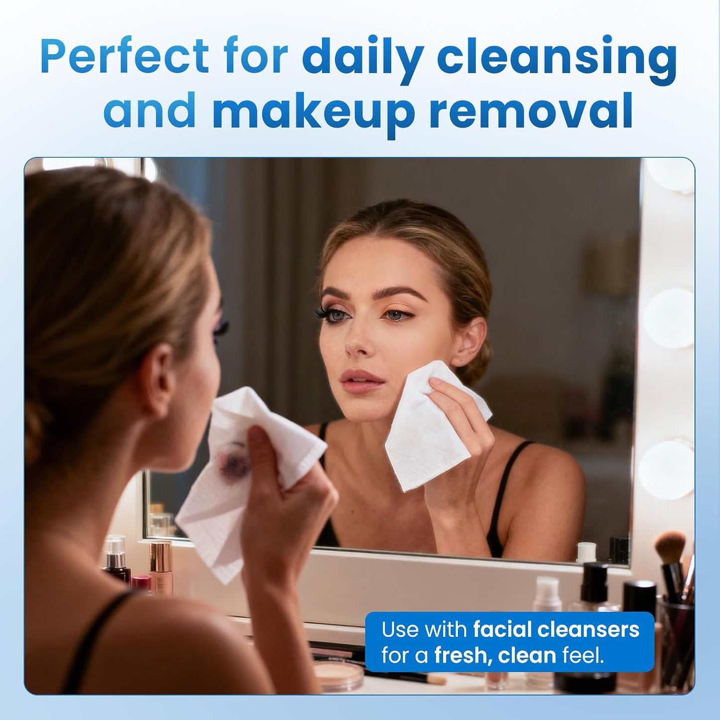Borje Face Towels XXL, Disposable Face Towel 10" x 12", 100 Count (2 Packs of 50), 100% USDA Biobased Facial Towelettes, Ultra Soft & Hygienic Makeup Remover Dry Wipes for Women Cleansing