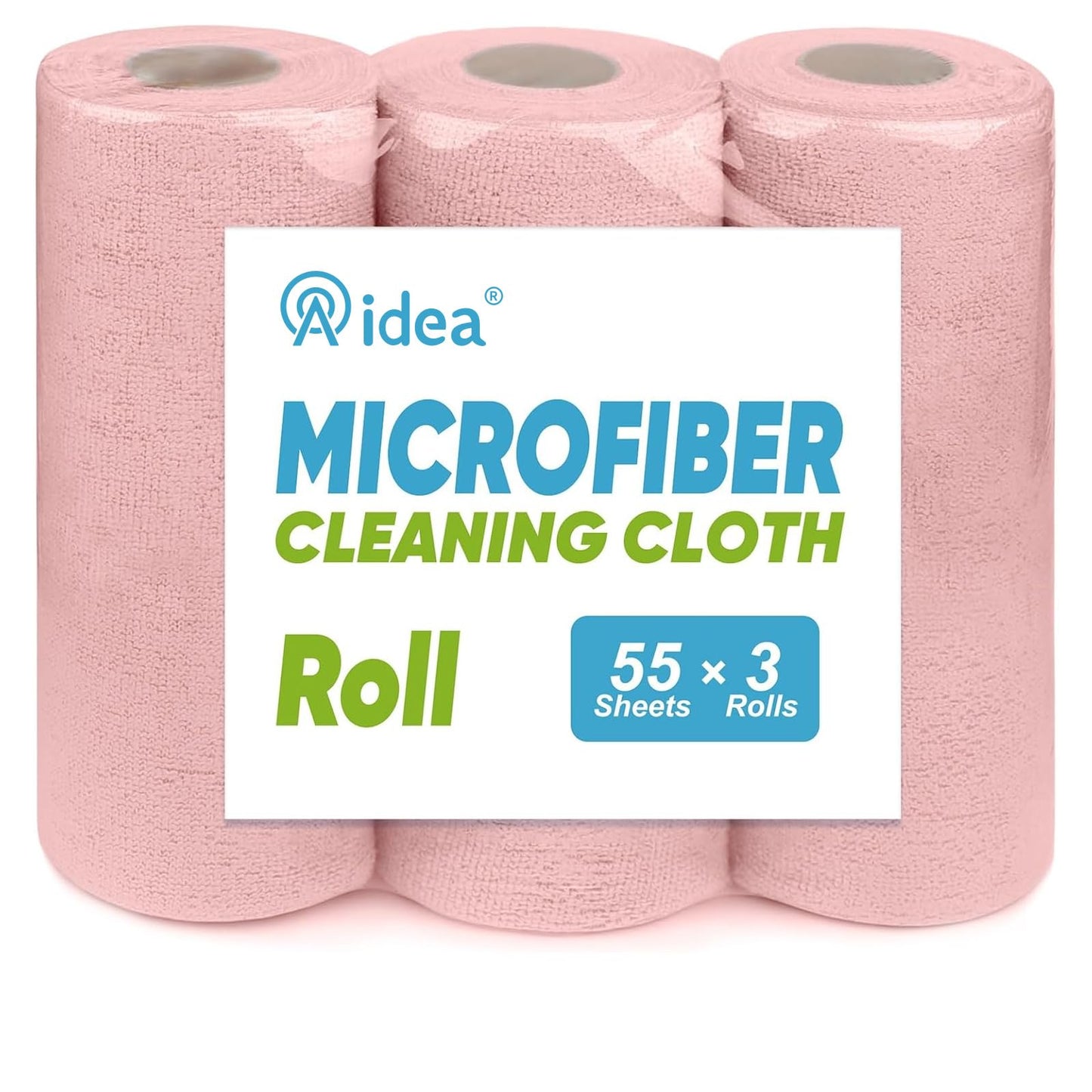 AIDEA Microfiber Cleaning Cloth Roll, Blue Shop Towels 55 Sheets 11×9" | Reusable Paper Towels, Microfiber Towels for Cars, Microfiber Rags for Automotive,Workshop, House, Kitchen, Cleaning Supplies