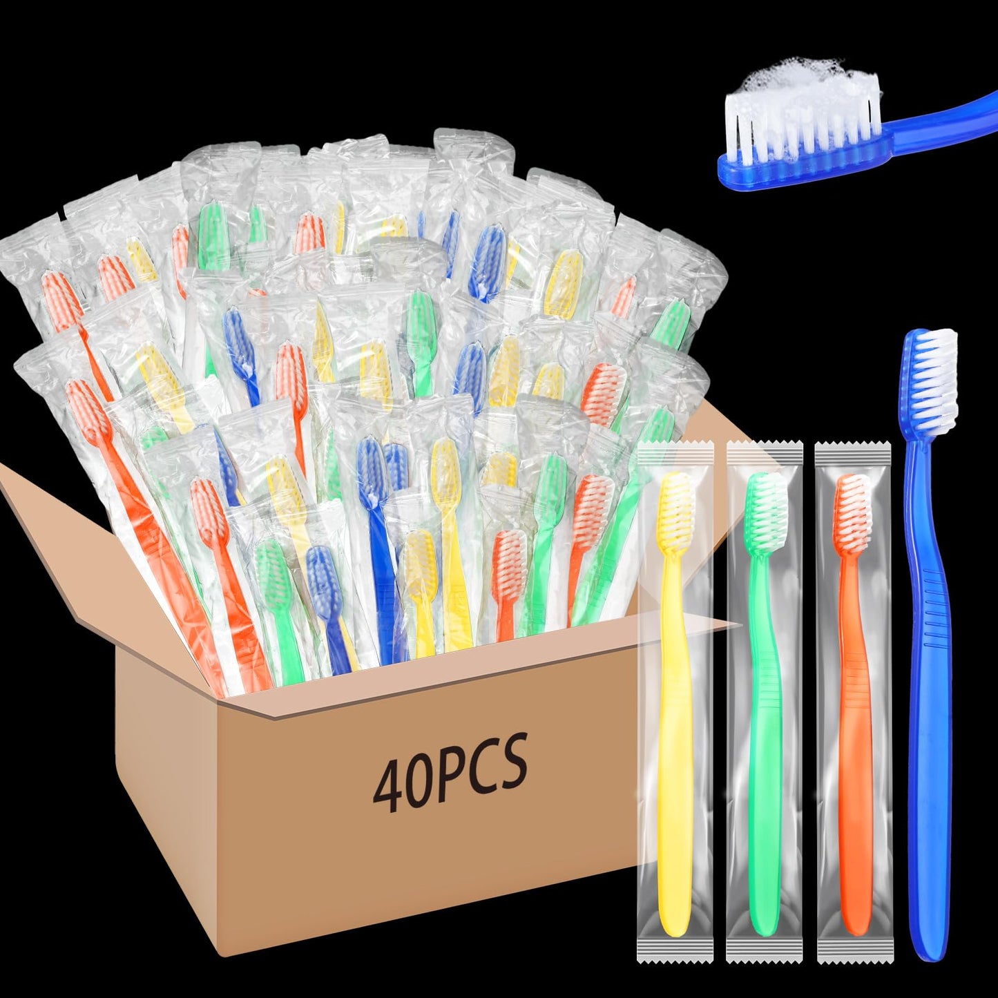 Ziliny 400 Prepasted Disposable Toothbrushes Bulk Individually Wrapped | Prepasted Disposable Toothbrush,Soft Bristle,Travel, Colorful Toothbrush, for Homeless Gift, Hotel Camping Travel