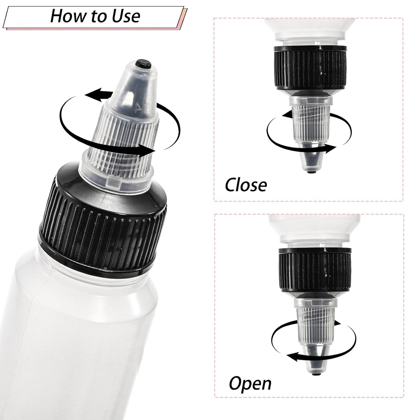 Bekith 40 Pack 1oz Dispensing Bottles, Boston Round HDPE Plastic Bottle with Twist Top Cap, Empty Plastic Squeeze Bottle