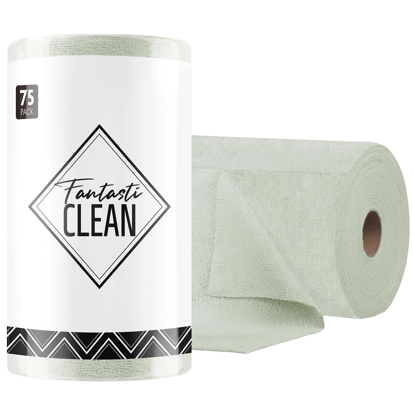 Fantasticlean Microfiber Cleaning Cloth Roll -75 Pack, 12" x 12" (Pink) | Super Absorbent, Lint-free, Tear-away Microfiber Towel Roll, for All-Purpose Cleaning, Reusable Alternative to Paper Towels