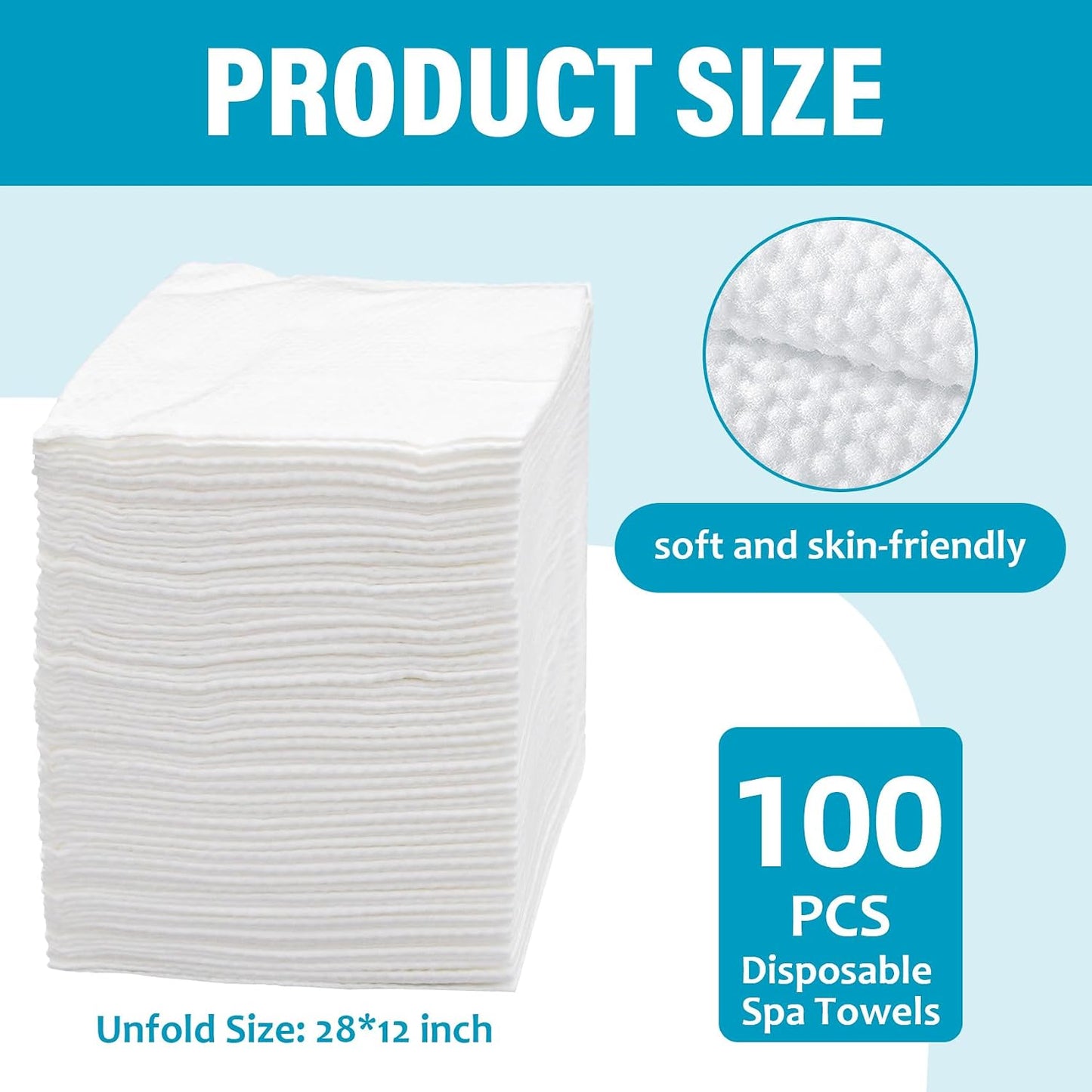 Premium Disposable Towel, 100 PCS Ultra Soft, Quick Dry Disposable Hair Towels Spa Salon Towel, Portable Body Towels Disposable for Massage Beauty Hotel Camping Travel Gym 28 x 12 inch