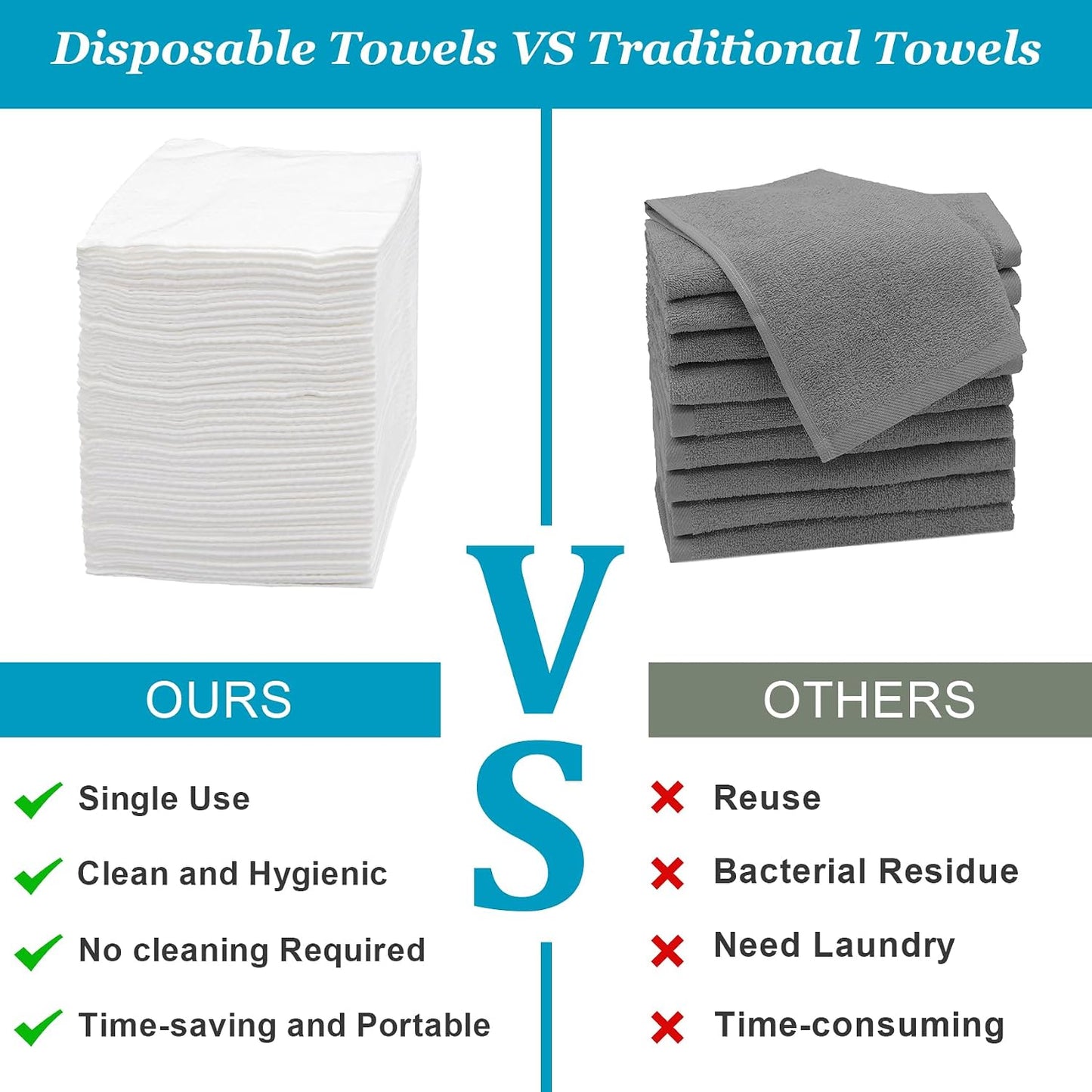 Premium Disposable Towel, 100 PCS Ultra Soft, Quick Dry Disposable Hair Towels Spa Salon Towel, Portable Body Towels Disposable for Massage Beauty Hotel Camping Travel Gym 28 x 12 inch