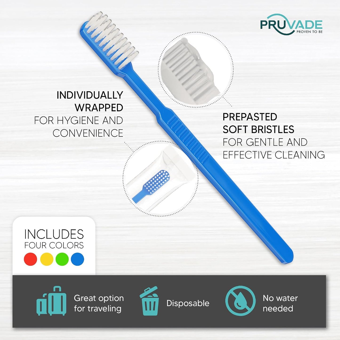144 Pack Disposable Toothbrushes with Toothpaste - Prepasted Mint | Prepasted Toothbrushes - Individually Wrapped Single Use Waterless Tooth Brush with Soft Bristles for Hotel, Camping, Travel