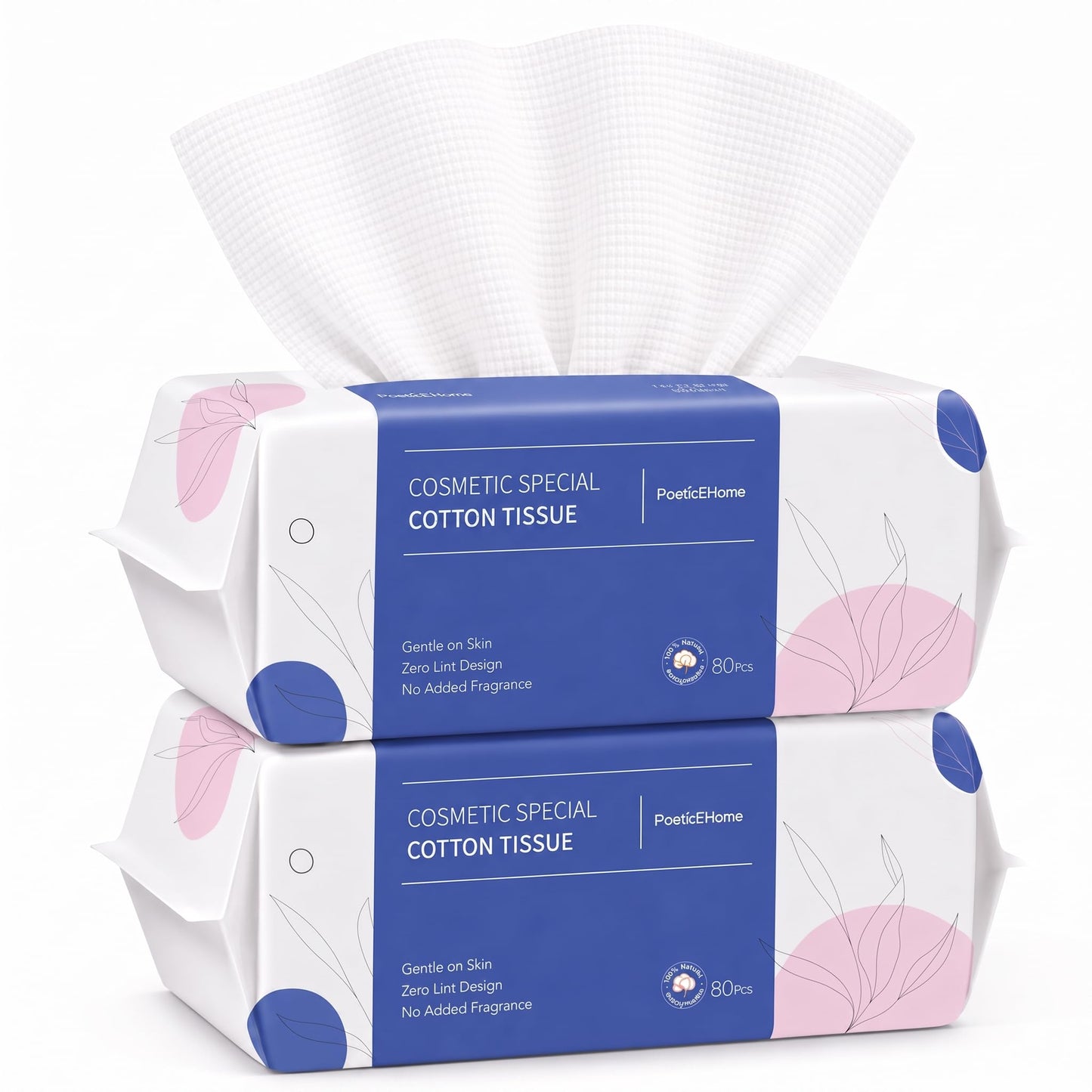 PoeticEHome Disposable Face Towels, Thick Yet Soft Cotton Dry Wipes, 1 Pack | 80-Count Facial Towels for Daily Cleansing, Face Washing and Makeup Removal; Absorbent, Lint-Free, Unscented