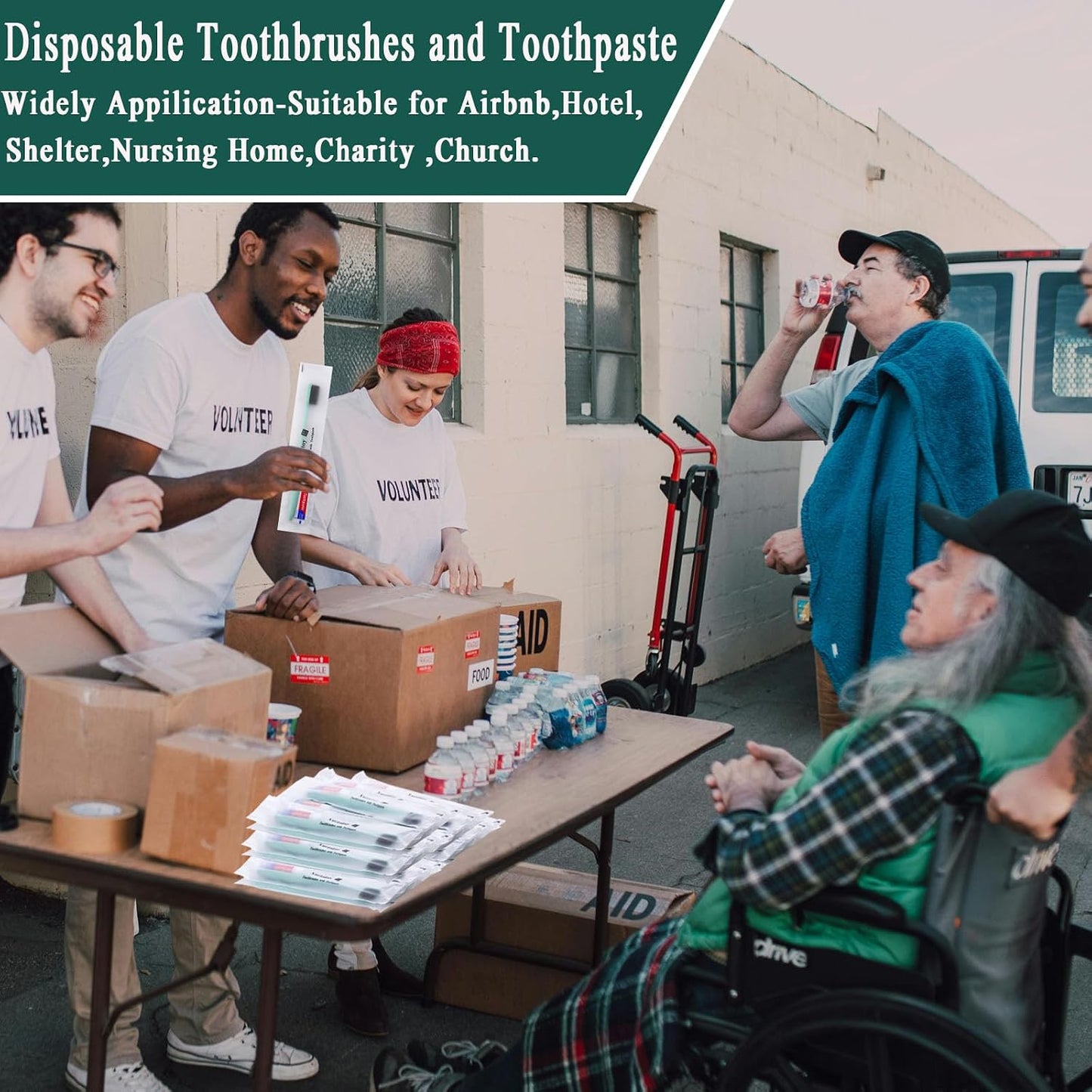Disposable Toothbrushes with Toothpaste,60 Pack Green | Individually Wrapped Disposable Travel Toothbrushes Kit in Bulk for Homeless,Nursing Home,Hotel,Charity