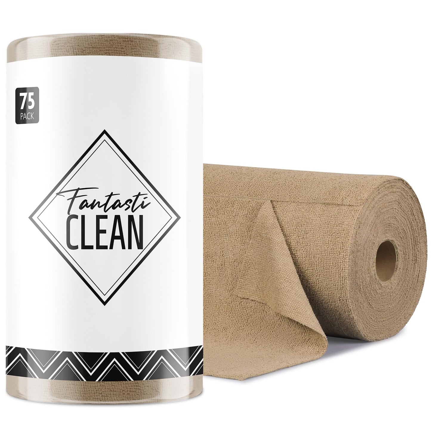 Fantasticlean Microfiber Cleaning Cloth Roll -75 Pack, 12" x 12" (Pink) | Super Absorbent, Lint-free, Tear-away Microfiber Towel Roll, for All-Purpose Cleaning, Reusable Alternative to Paper Towels
