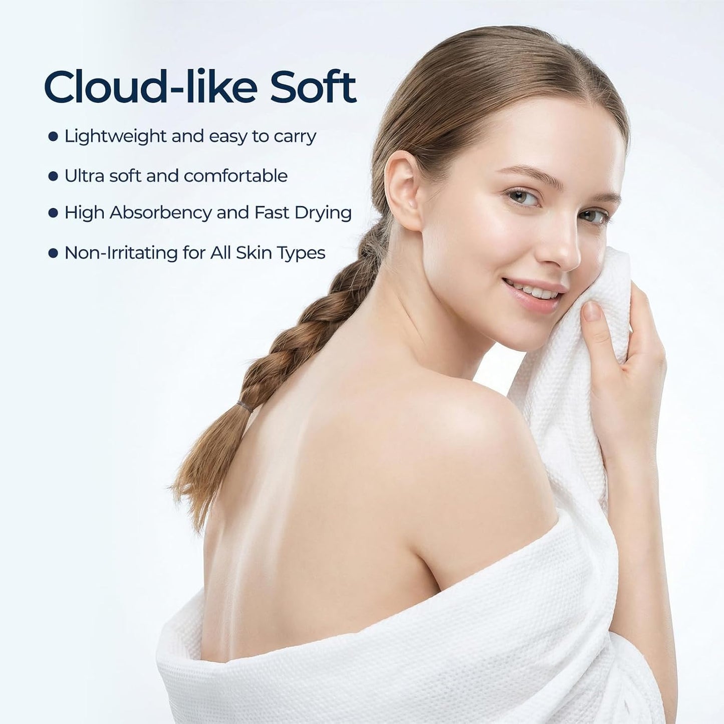 ecolook Disposable Bath Towels for Travel, 6-Pack Extra Large 31"x63", 100GSM Plant Fiber, Dual Texture Soft & Quick-Drying Disposable Towels for Hotel Camping Beach Swimming Gym Sauna Spa