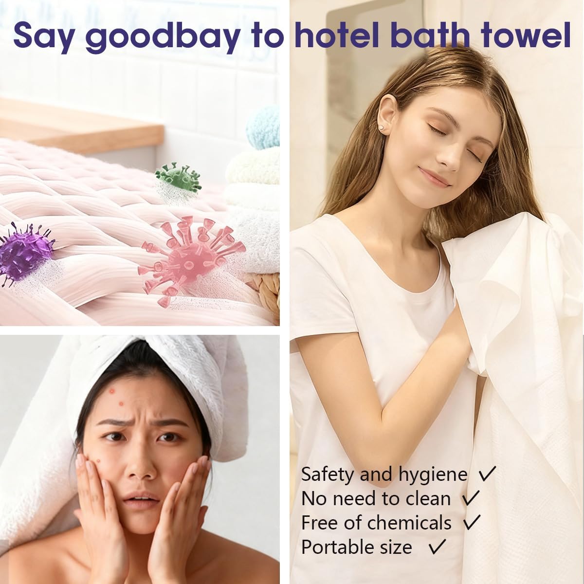 10 Pack Compressed Bath Towel Tablets Portable Disposable Travel Towels for Body Extra Large 55"x27.5",Disposable Compression Washcloths Body Towels for Travel,Camping Shower Towel Hair Gym Pet Towels