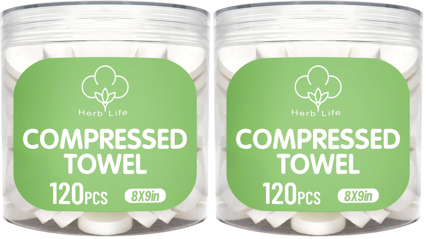 120 Pcs Mini Compressed Towels, Disposable Face Compressed Towel, Compressed Cotton Hand Wipe, Camping Towel, Portable Compressed Coin Tissue for Travel/Home/Outdoor Activities