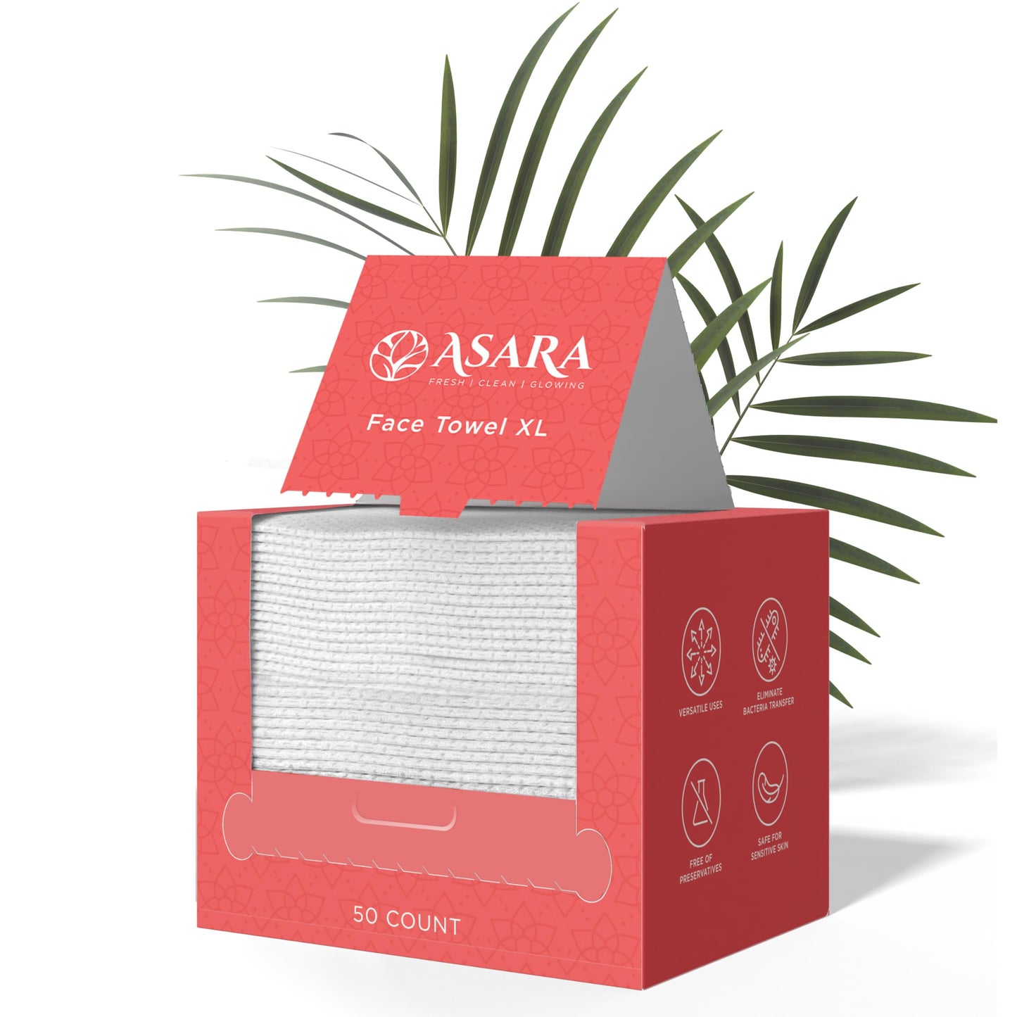 Clean Face Towels Disposable XL Facial Wipes | Add Water As a Makeup Remover | Sensitive Skin Face Towels | Organic Vegan Biodegradable - Clean Daily Towelettes | by Asara (100 Count)